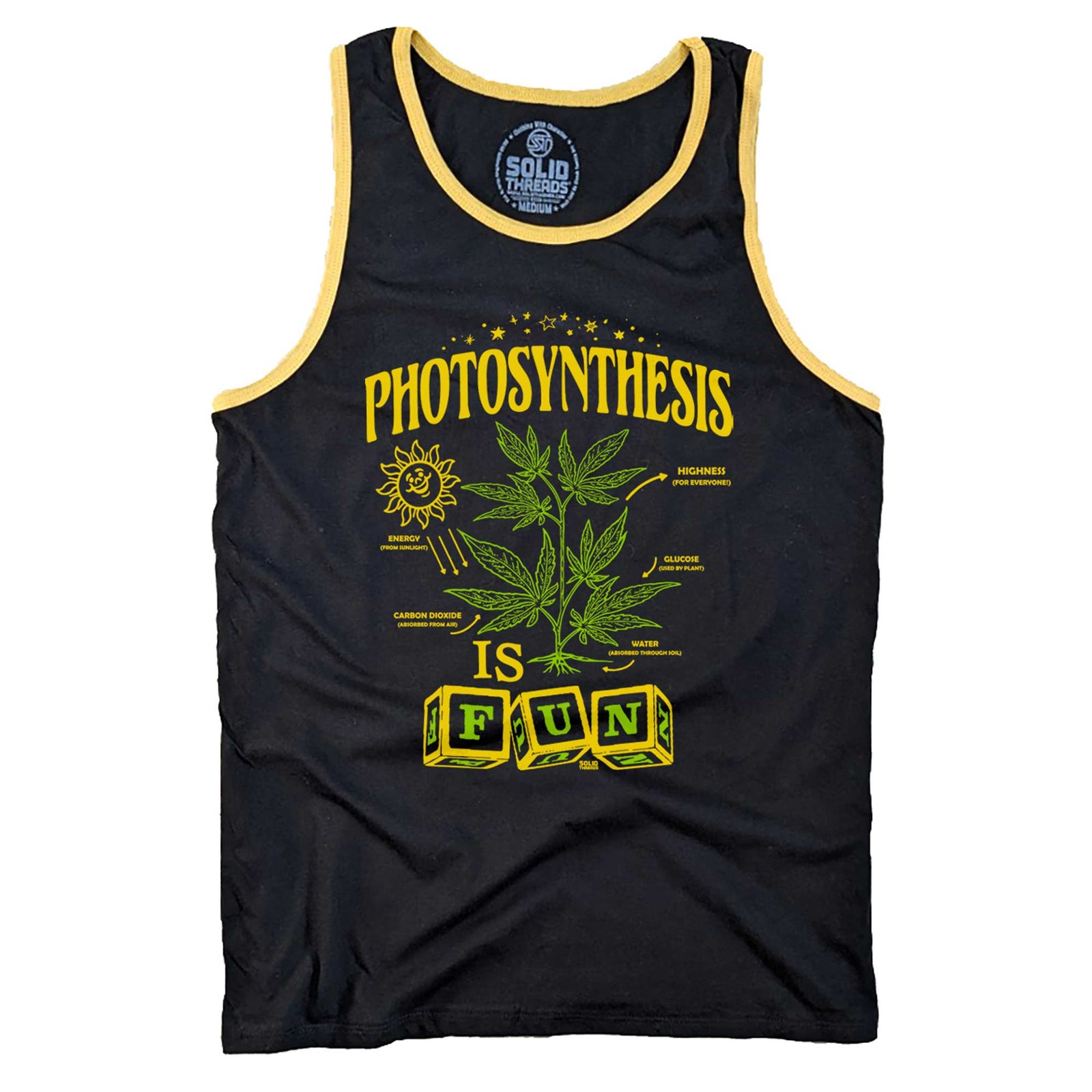 Men's Photosynthesis is Fun Vintage Graphic Tank Top | Funny Marijuana T-shirt | Solid Threads