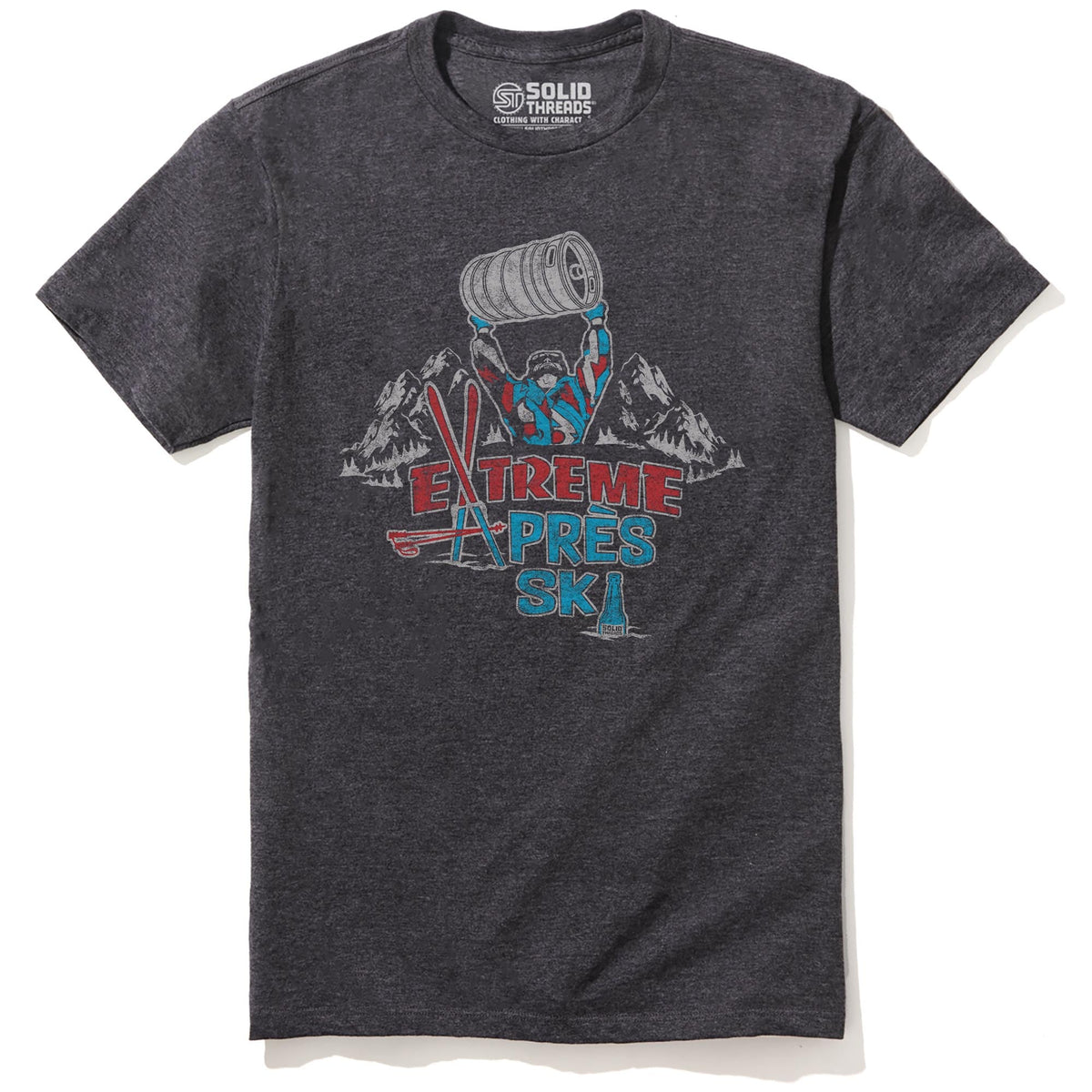 Extreme Apres Vintage Staple T-shirt in Charcoal Heather - Front View