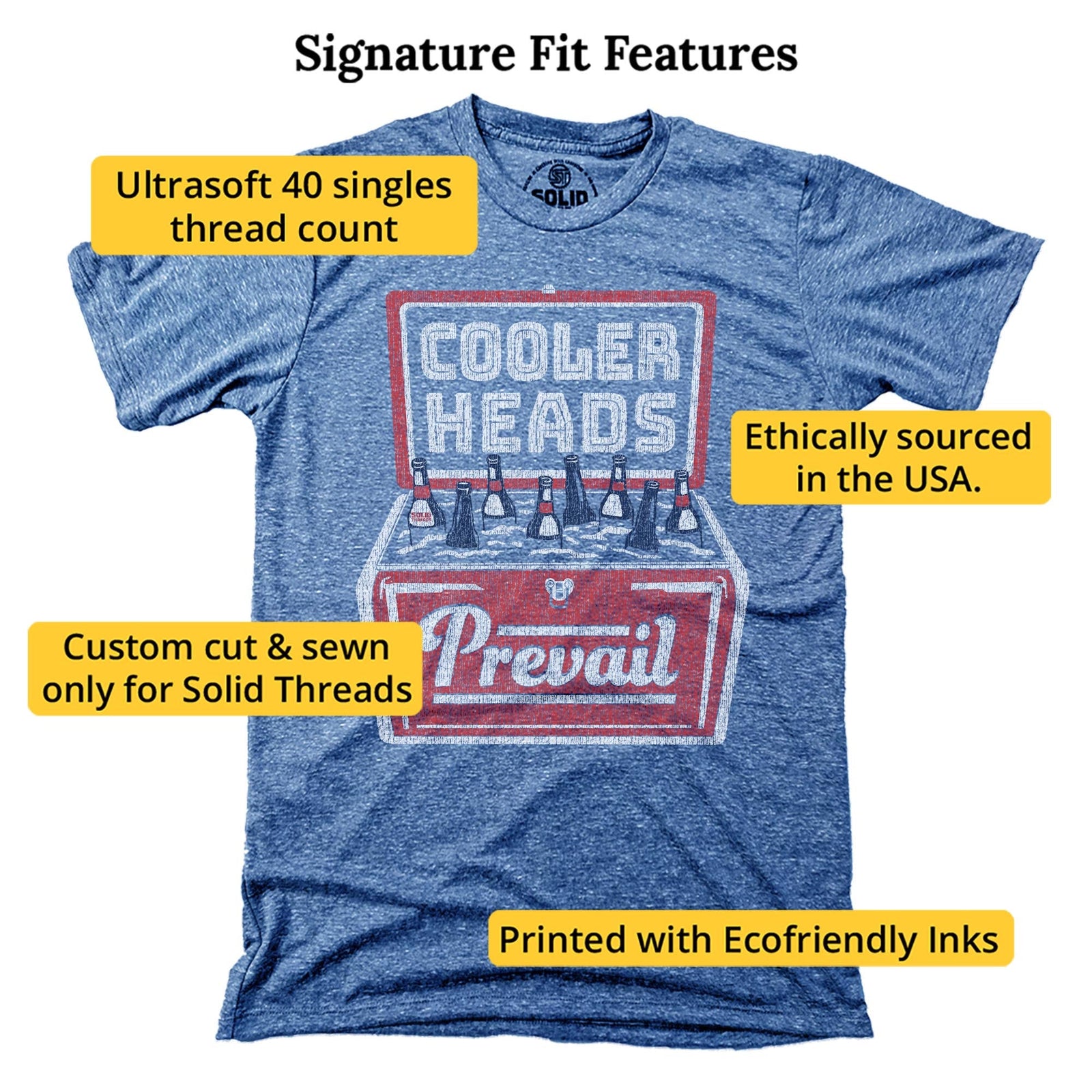 Cooler Heads Vintage Signature T-shirt in Triblend Royal - Fit Attributes