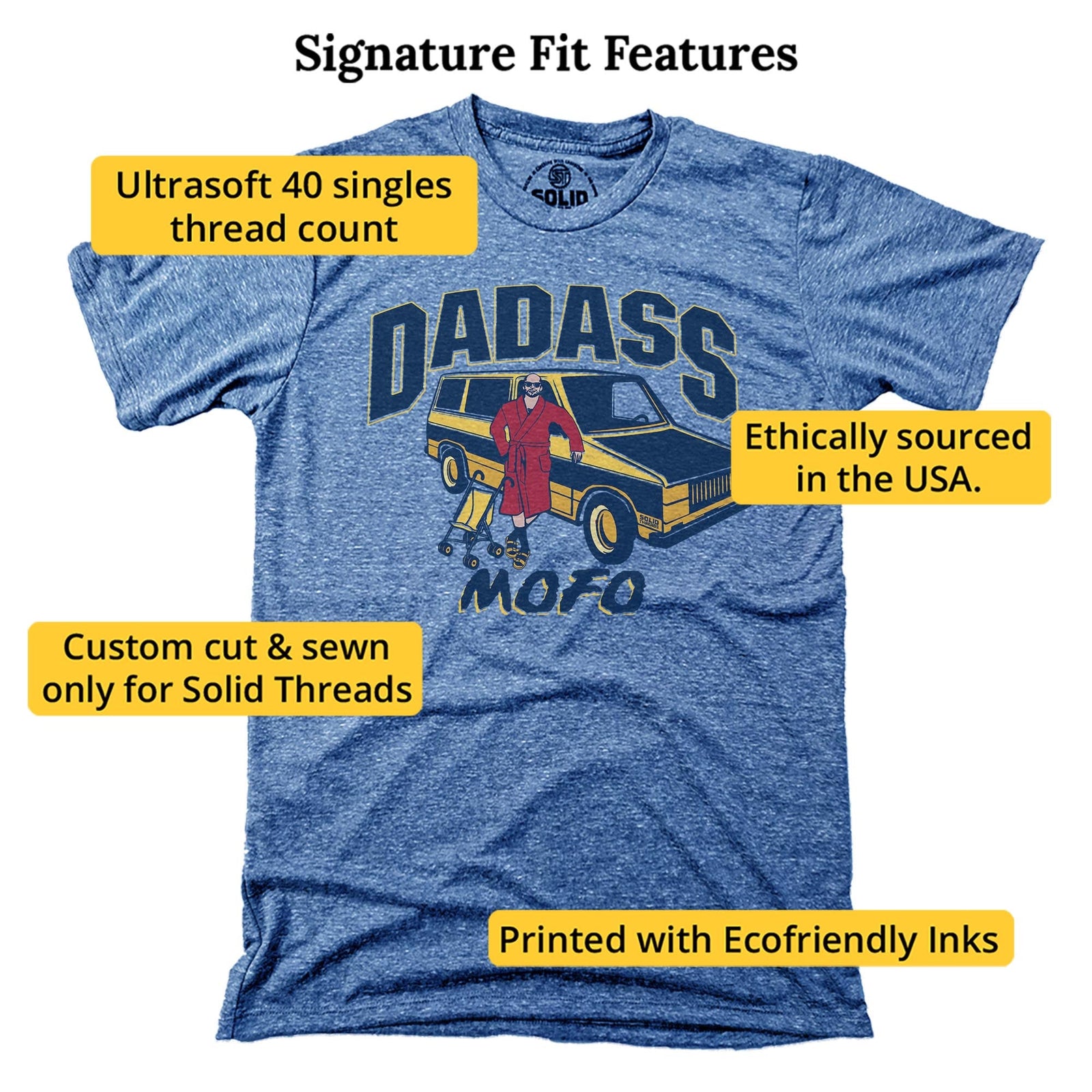 Men's Dadass Father's Day Vintage Graphic Tee | Funny Parenting New Dad T-shirt | SOLID THREADS