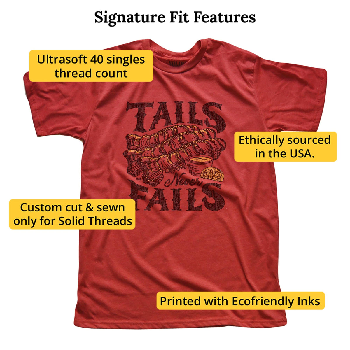 Tails Never Fails Vintage Signature T-shirt in Red - Fit Attributes