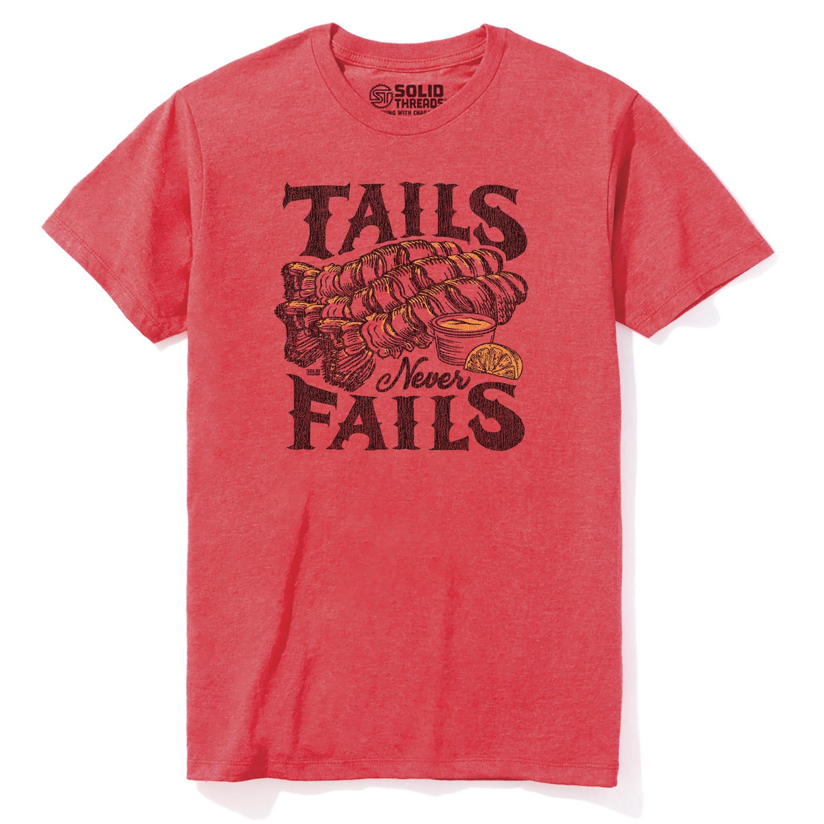 Tails Never Fails Vintage Staple T-shirt in Red Heather - Front View