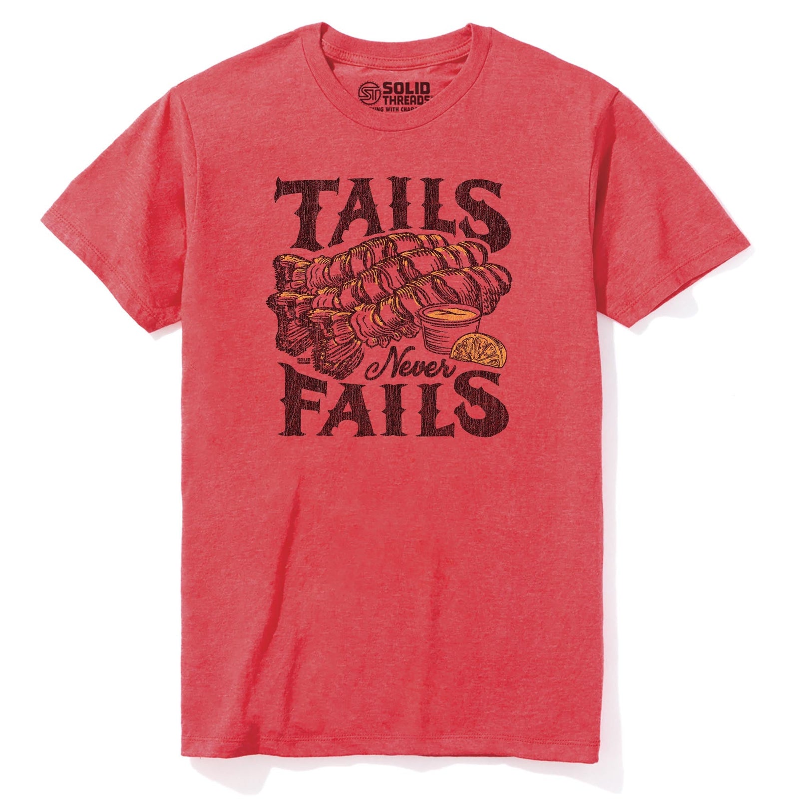 Tails Never Fails Vintage Staple T-shirt in Red Heather - Front View