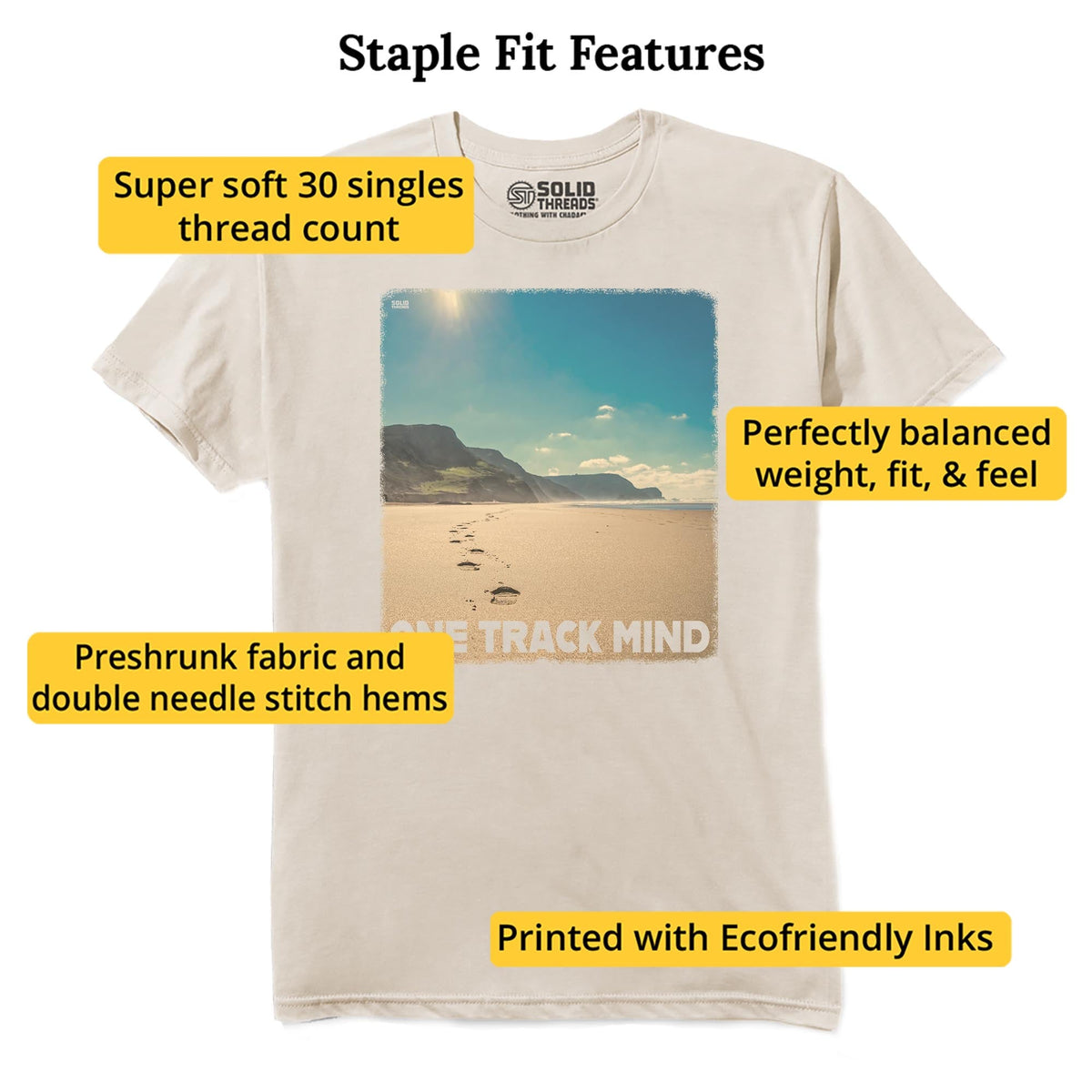 One Track Mind Vintage Staple T-shirt in Natural - Fit Attributes