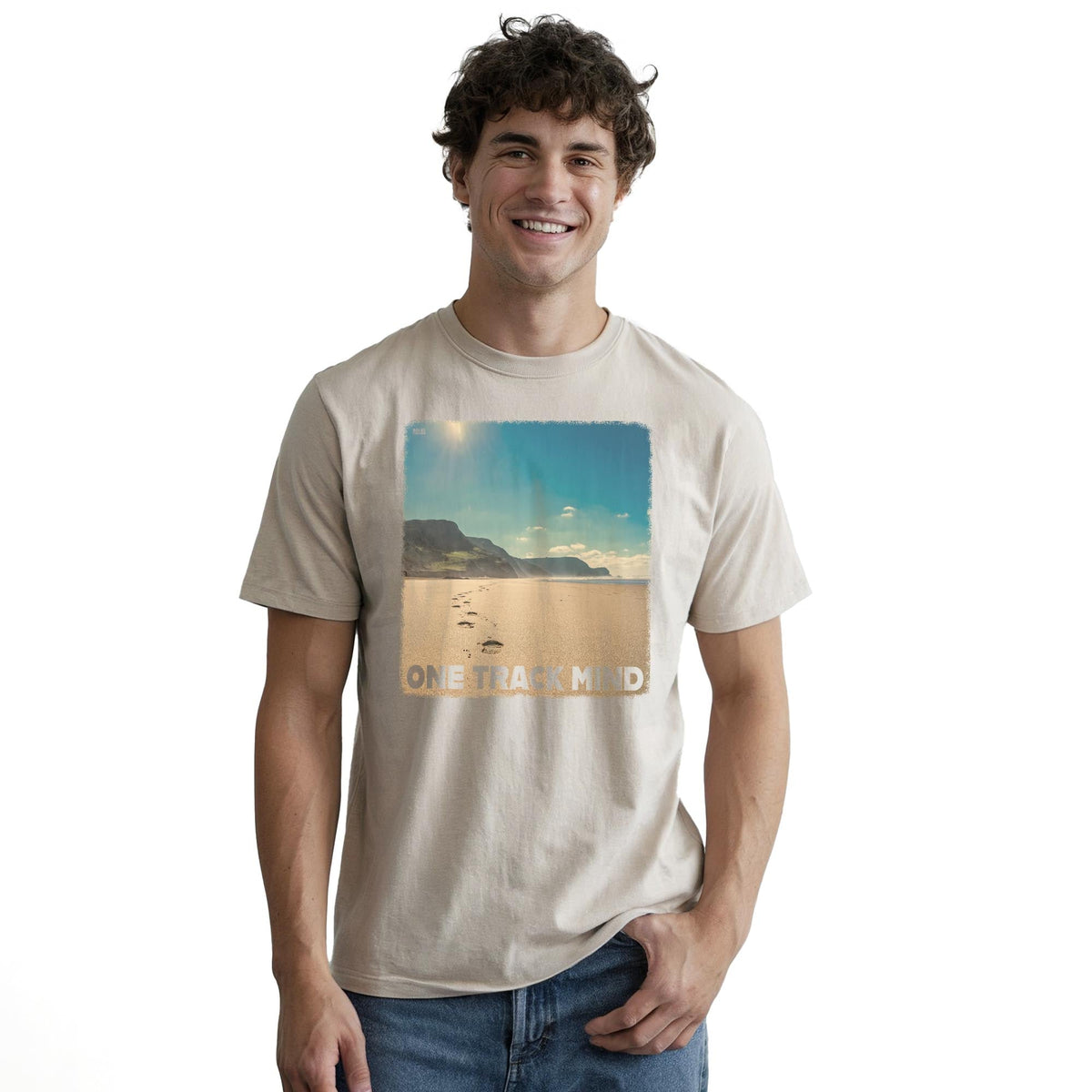 One Track Mind Vintage Staple T-shirt in Natural On Model - Front View