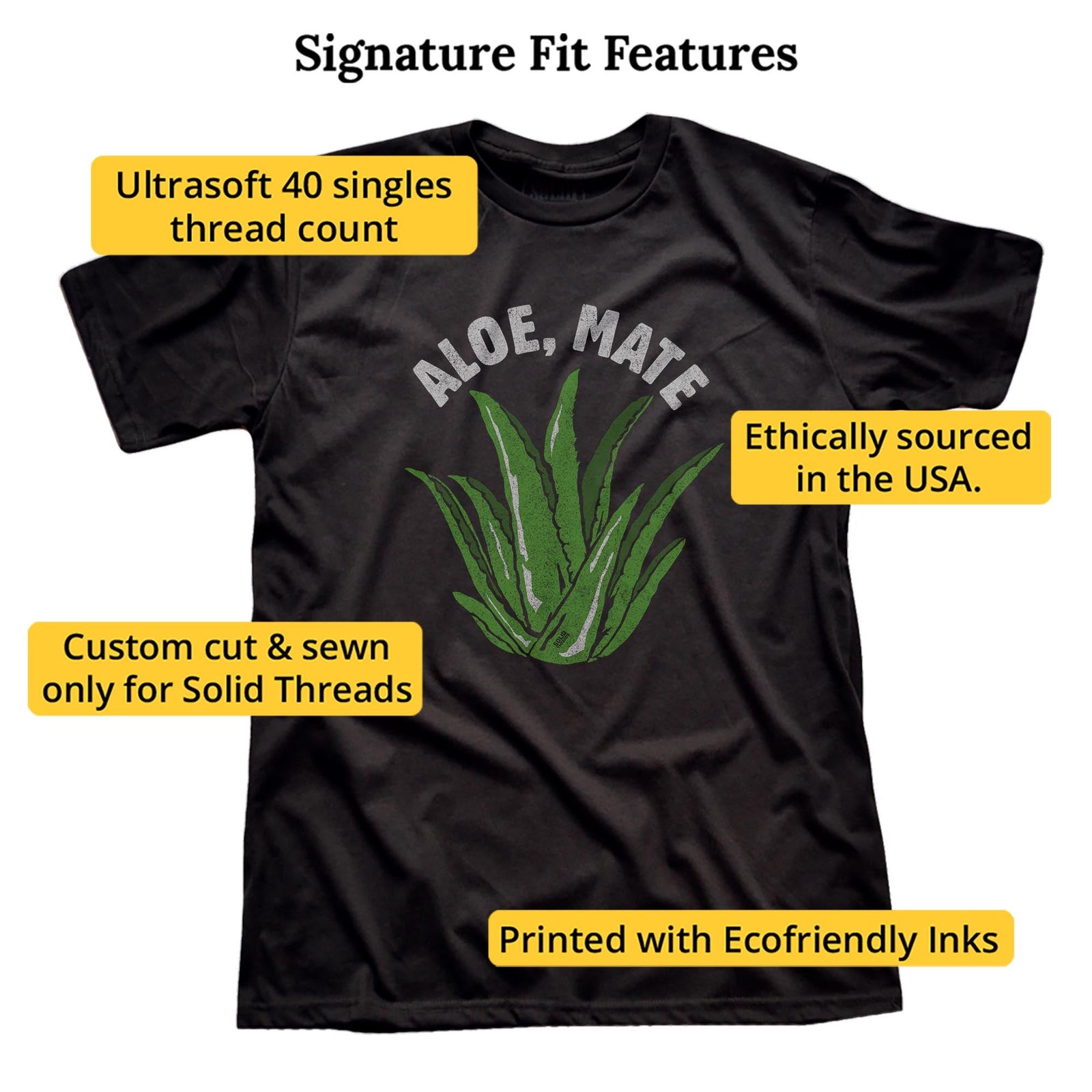 Men's Aloe, Mate Vintage Graphic T-Shirt | Funny Medicinal Plant Tee | Solid Threads