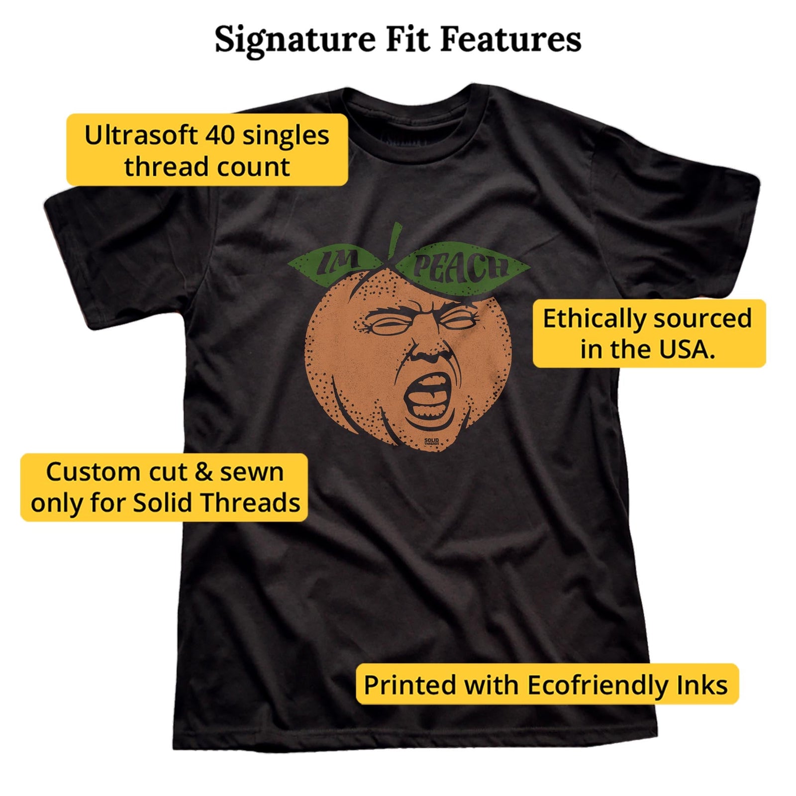 Trump Peach Vintage Signature T-shirt in Black - Fit Attributes