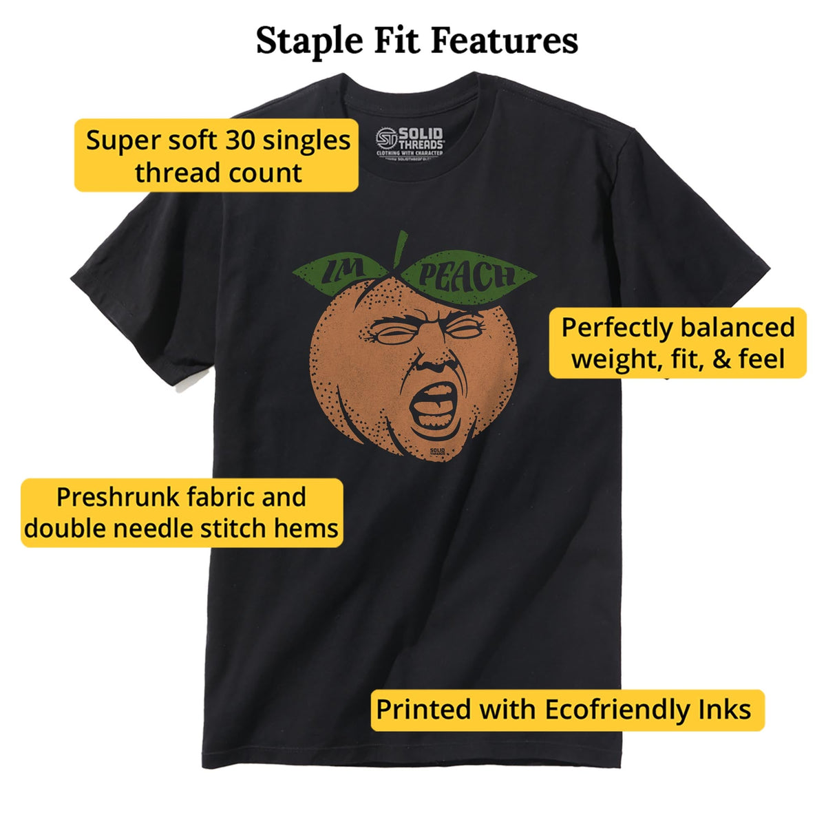 Trump Peach Vintage Staple T-shirt in Black - Fit Attributes