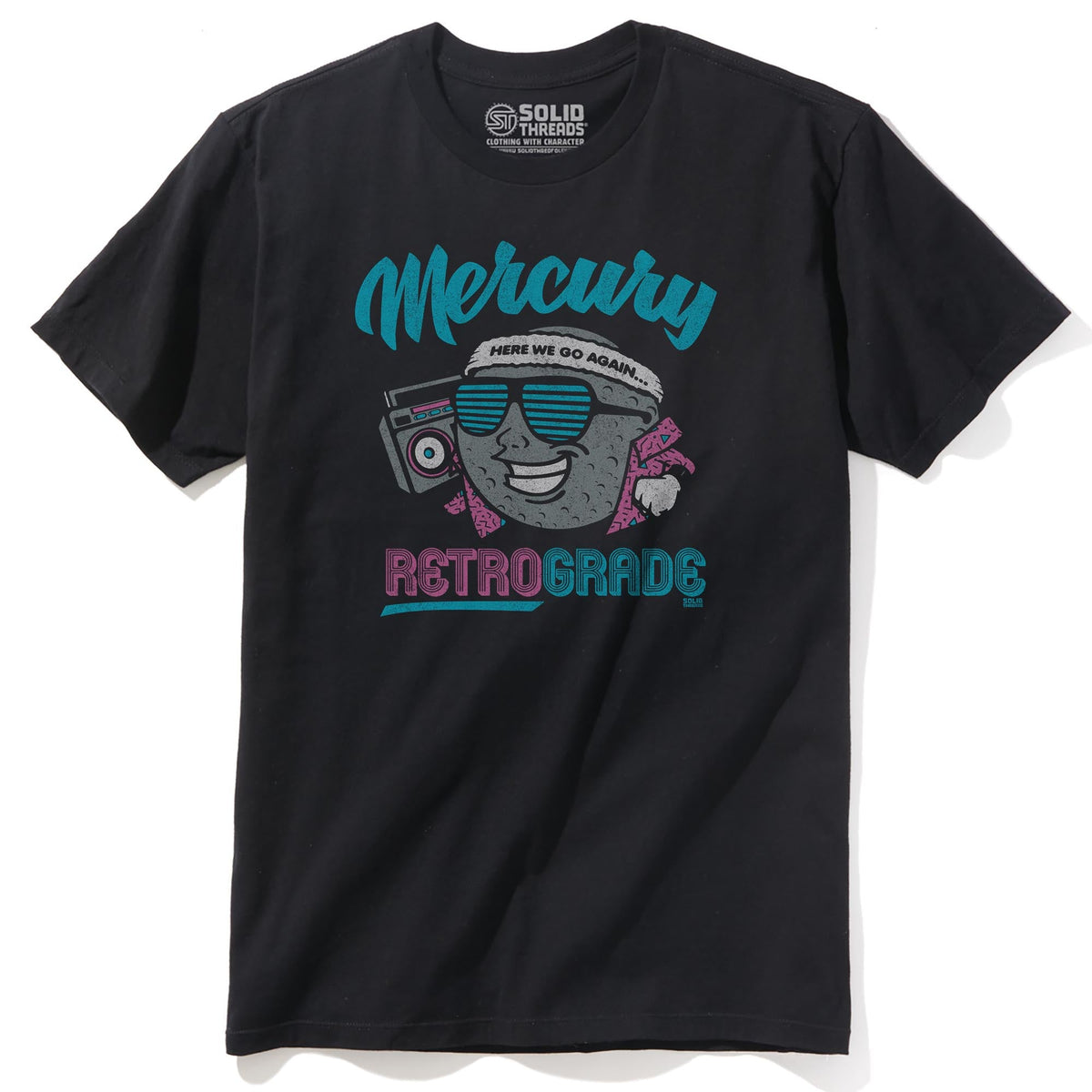 Mercury Retrograde Vintage Staple T-shirt in Black - Front View