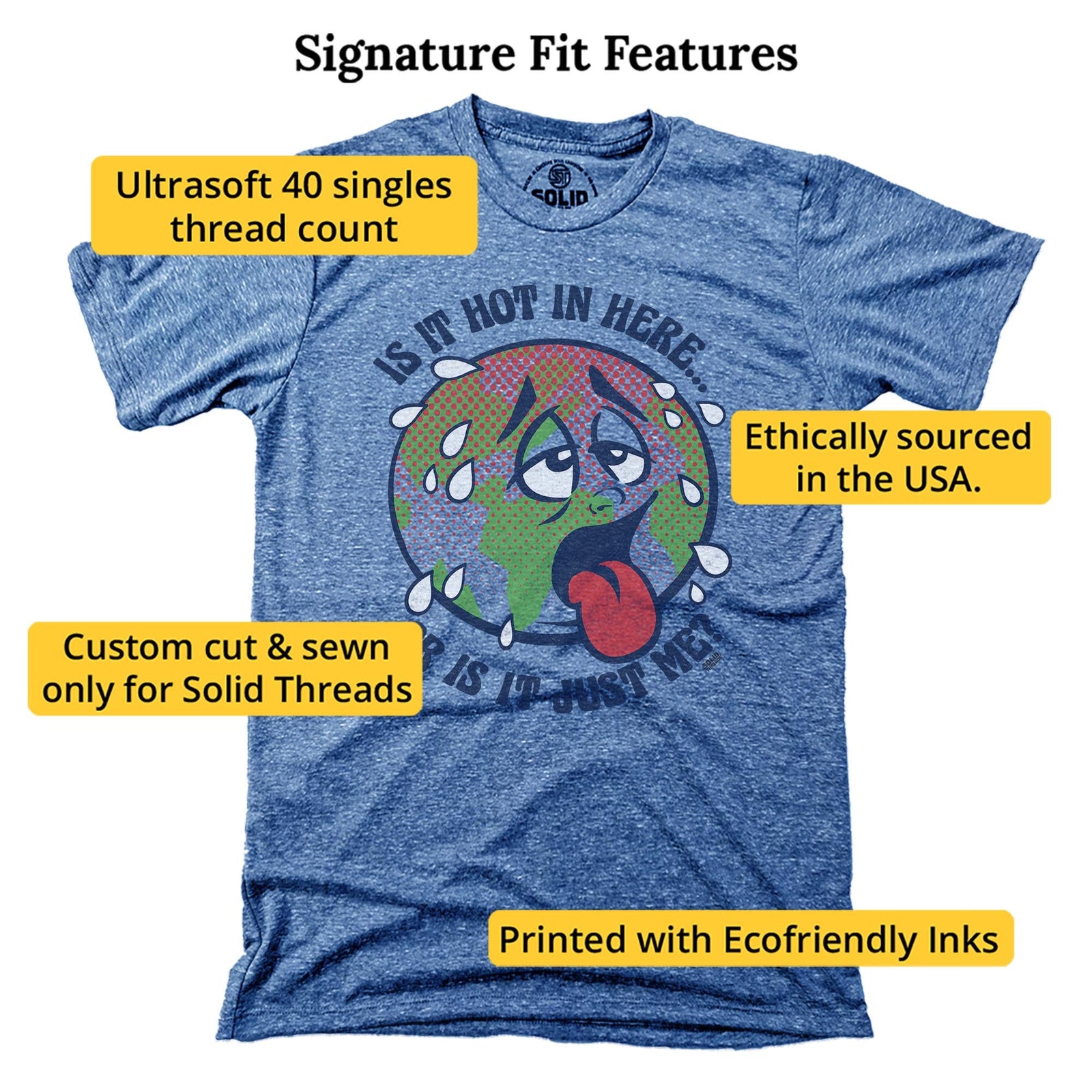 Men's Is It Hot In Here Or Is It Me? Retro Graphic T-Shirt | Cool Climate Change Tee | Solid Threads