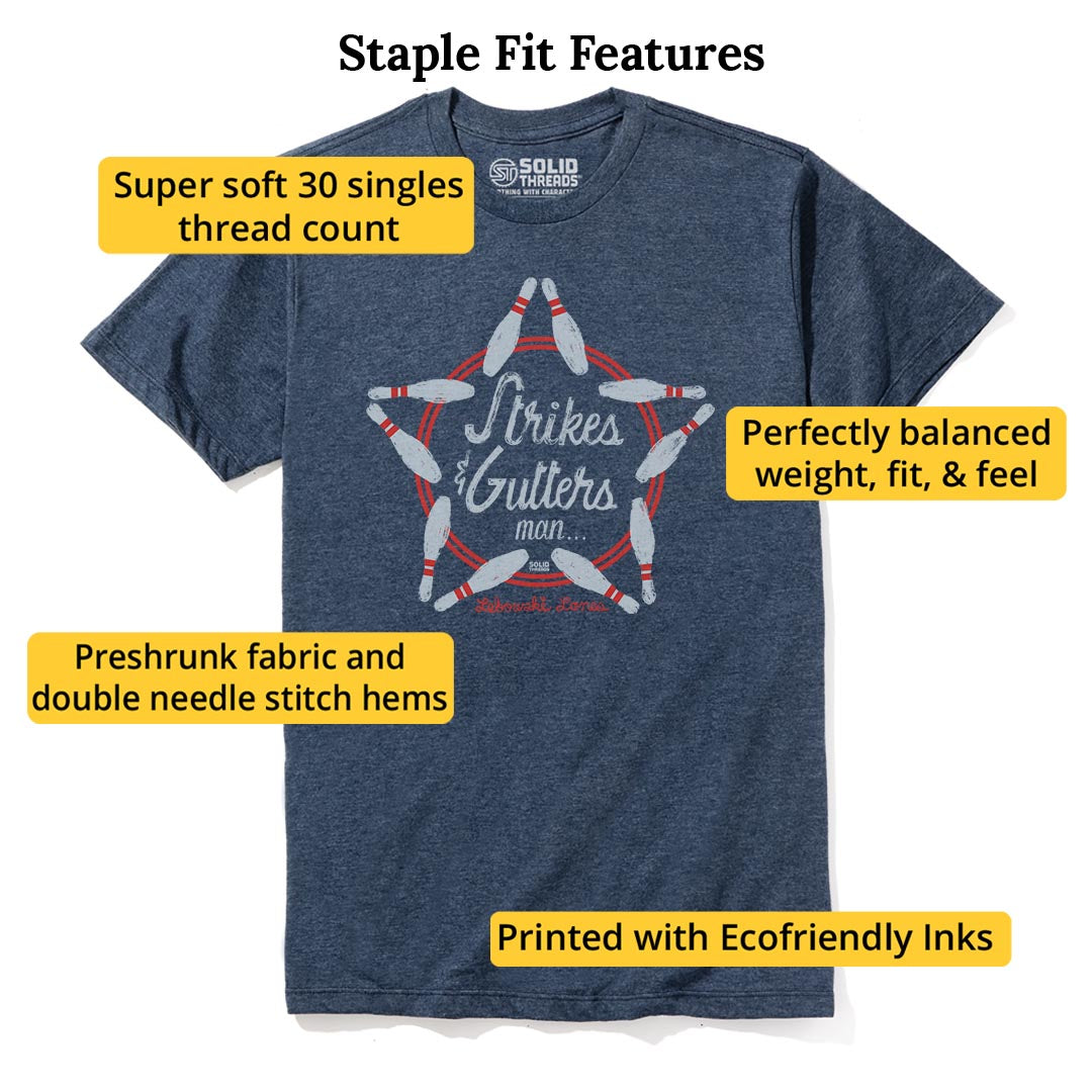 Strikes & Gutters Vintage Staple T-shirt in Navy Heather - Fit Attributes