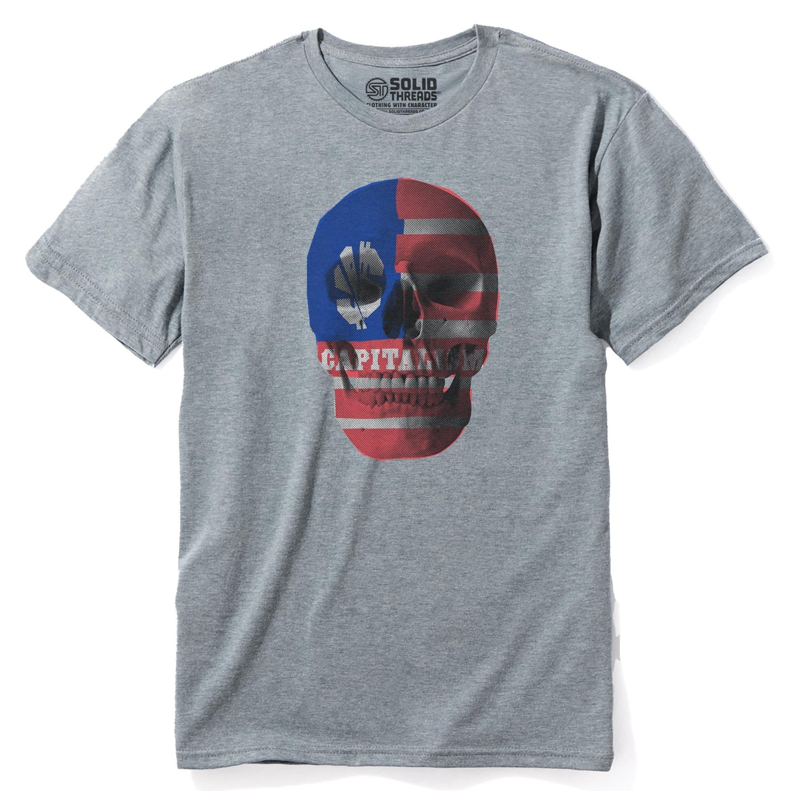 Capitalism Skull | Supports Income Equality Cool Staple T-shirt in Ash Heather - Front View