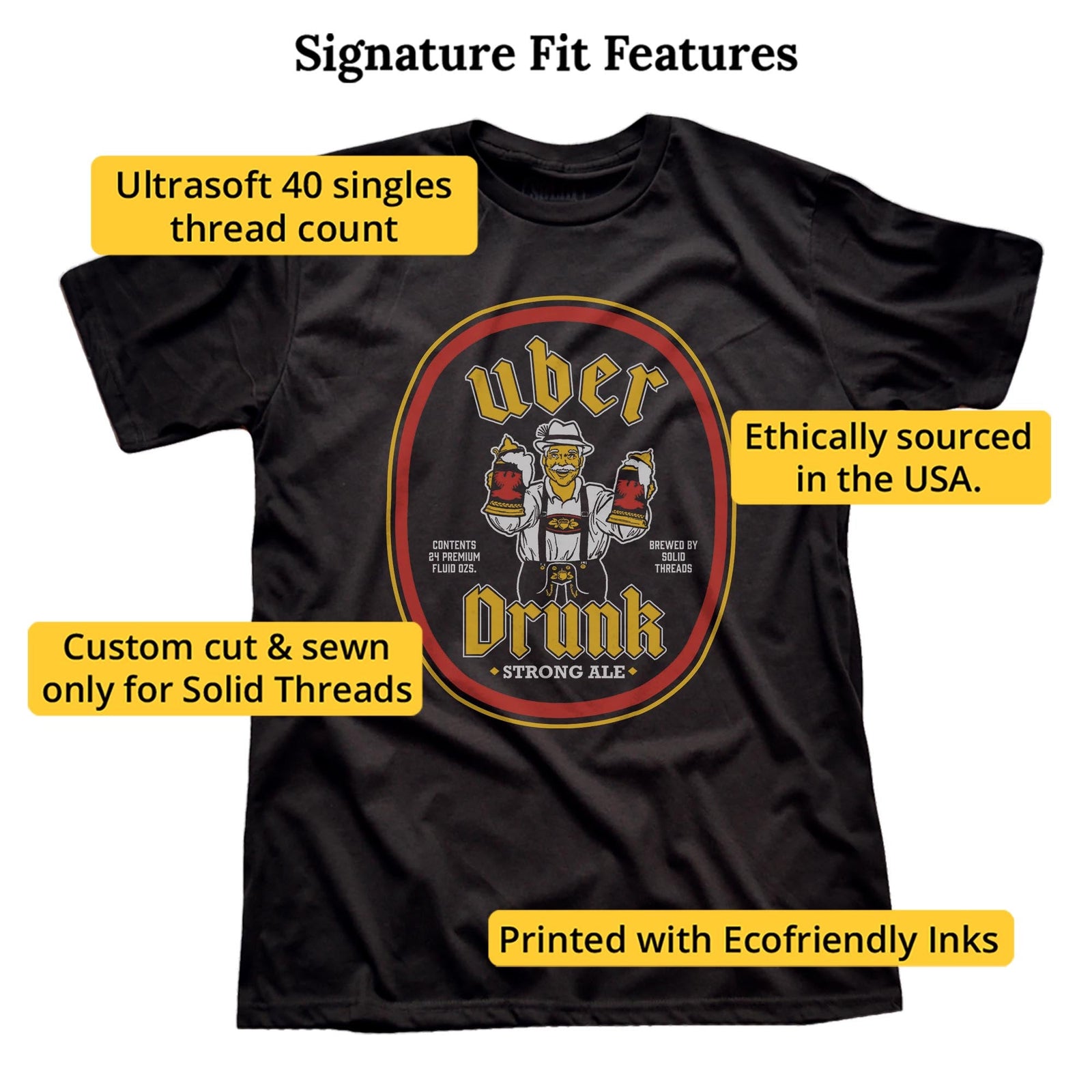 Uber Drunk Vintage Signature T-shirt in Black - Fit Attributes