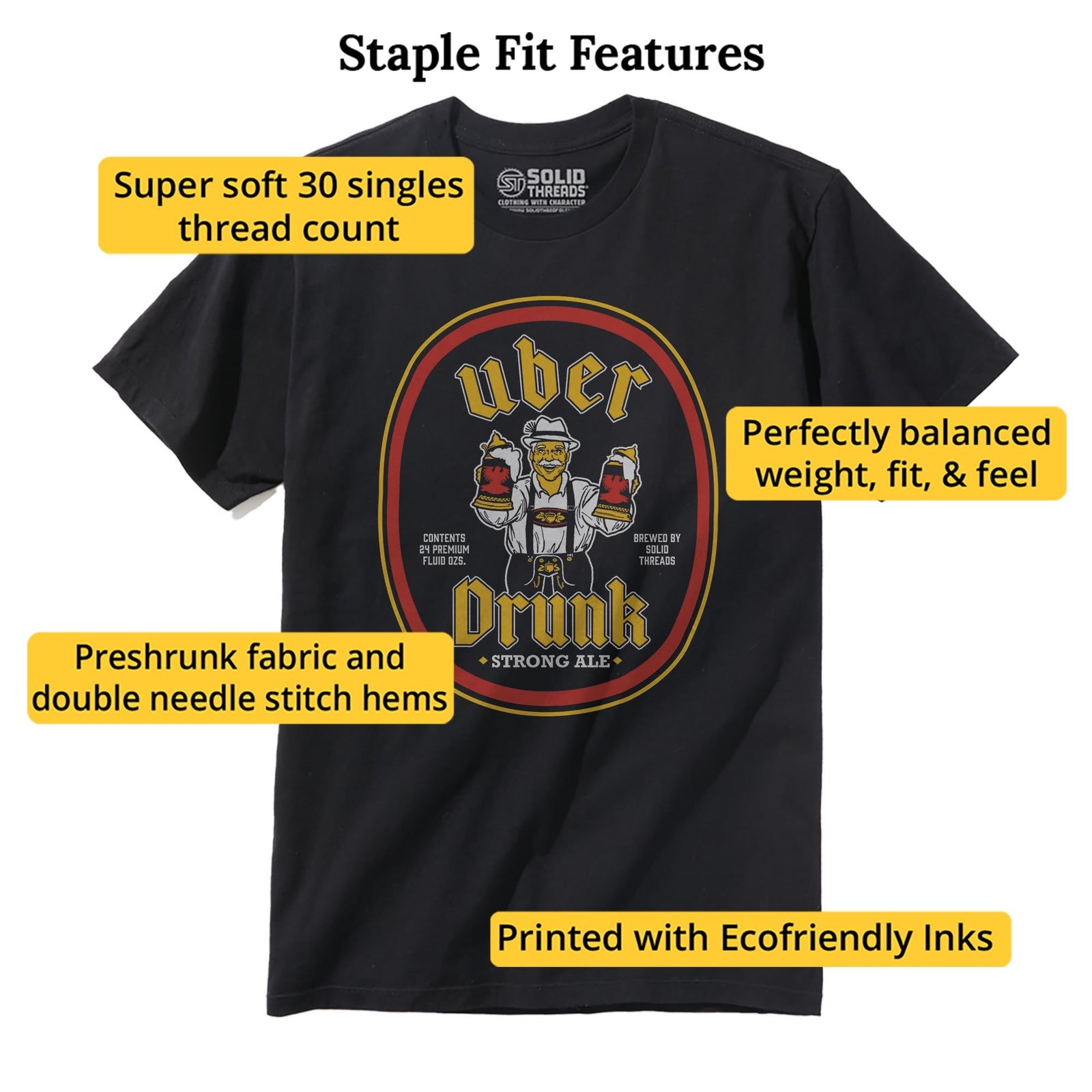 Uber Drunk Vintage Staple T-shirt in Black - Fit Attributes