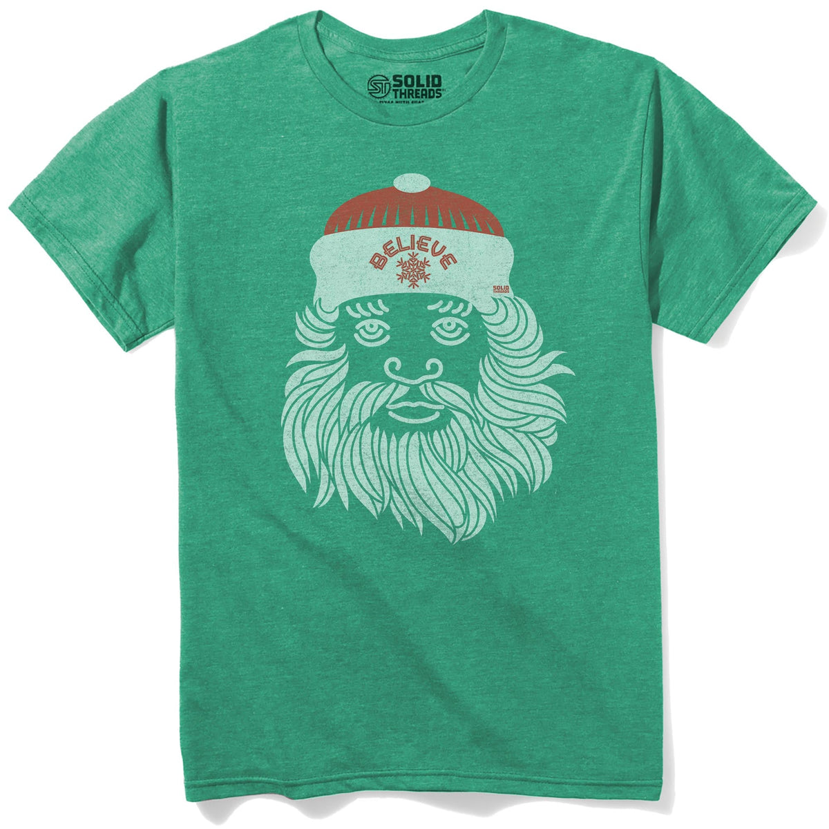 Believe In Santa Cool Staple T-shirt in Kelly Heather - Front View