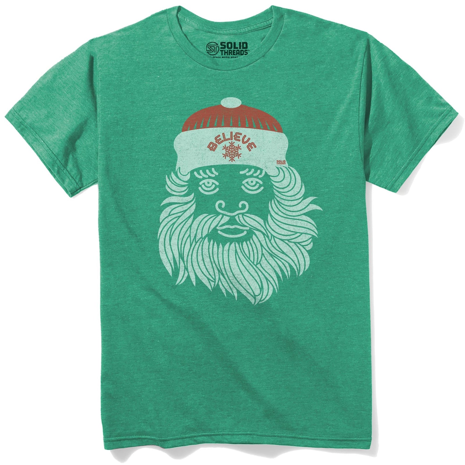 Believe In Santa Cool Staple T-shirt in Kelly Heather - Front View