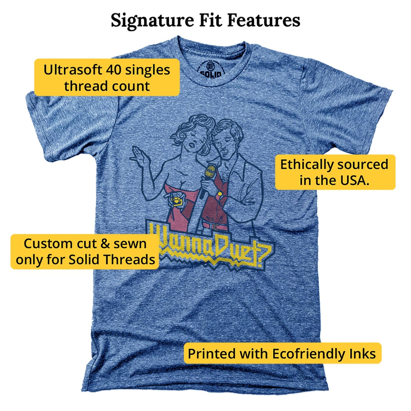 Wanna Duet Vintage Signature T-shirt in Triblend Royal - Fit Attributes