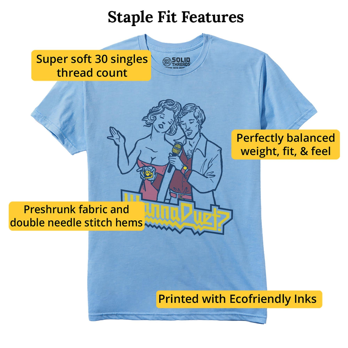 Wanna Duet Vintage Staple T-shirt in Light Blue Heather - Fit Attributes