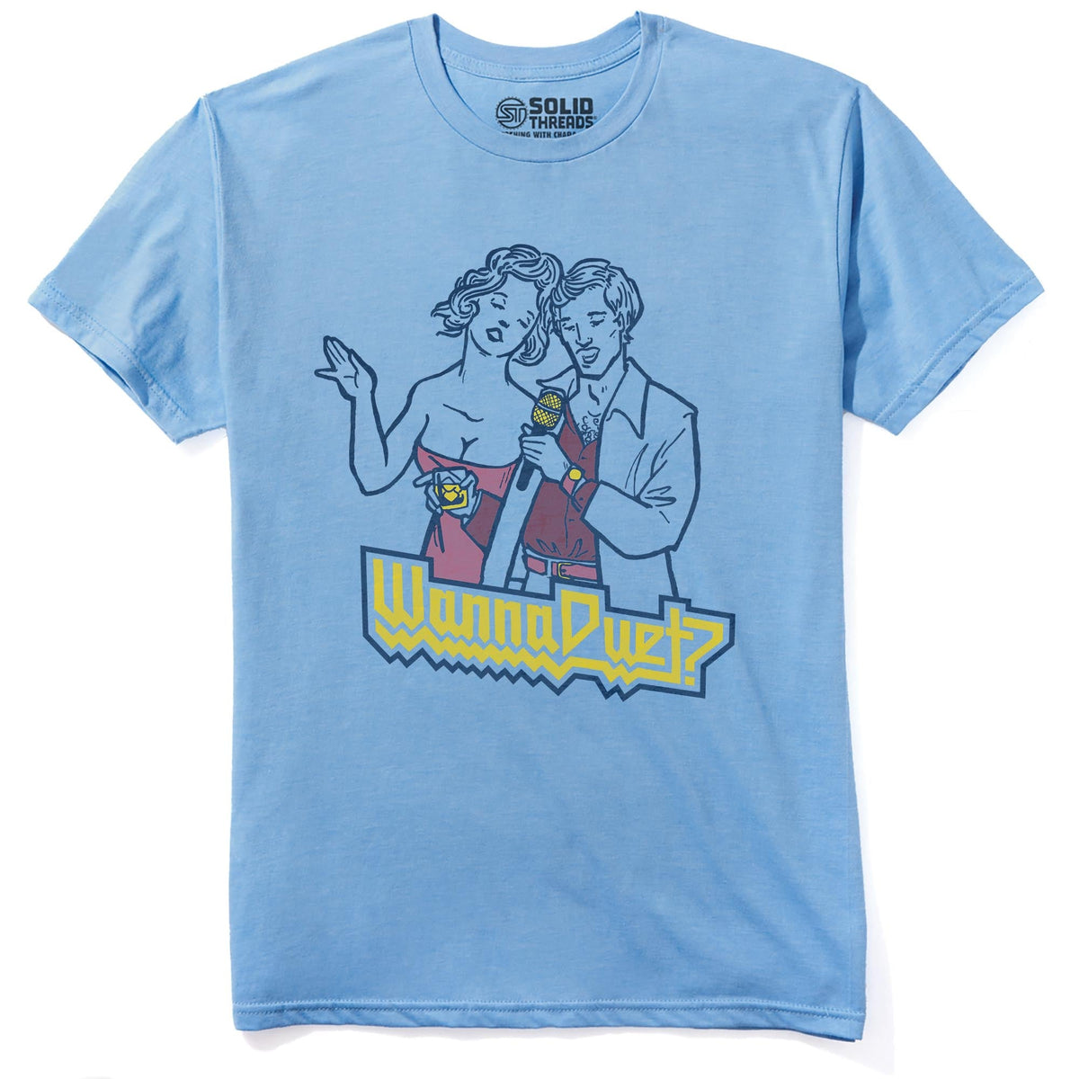 Wanna Duet Vintage Staple T-shirt in Light Blue Heather - Front View
