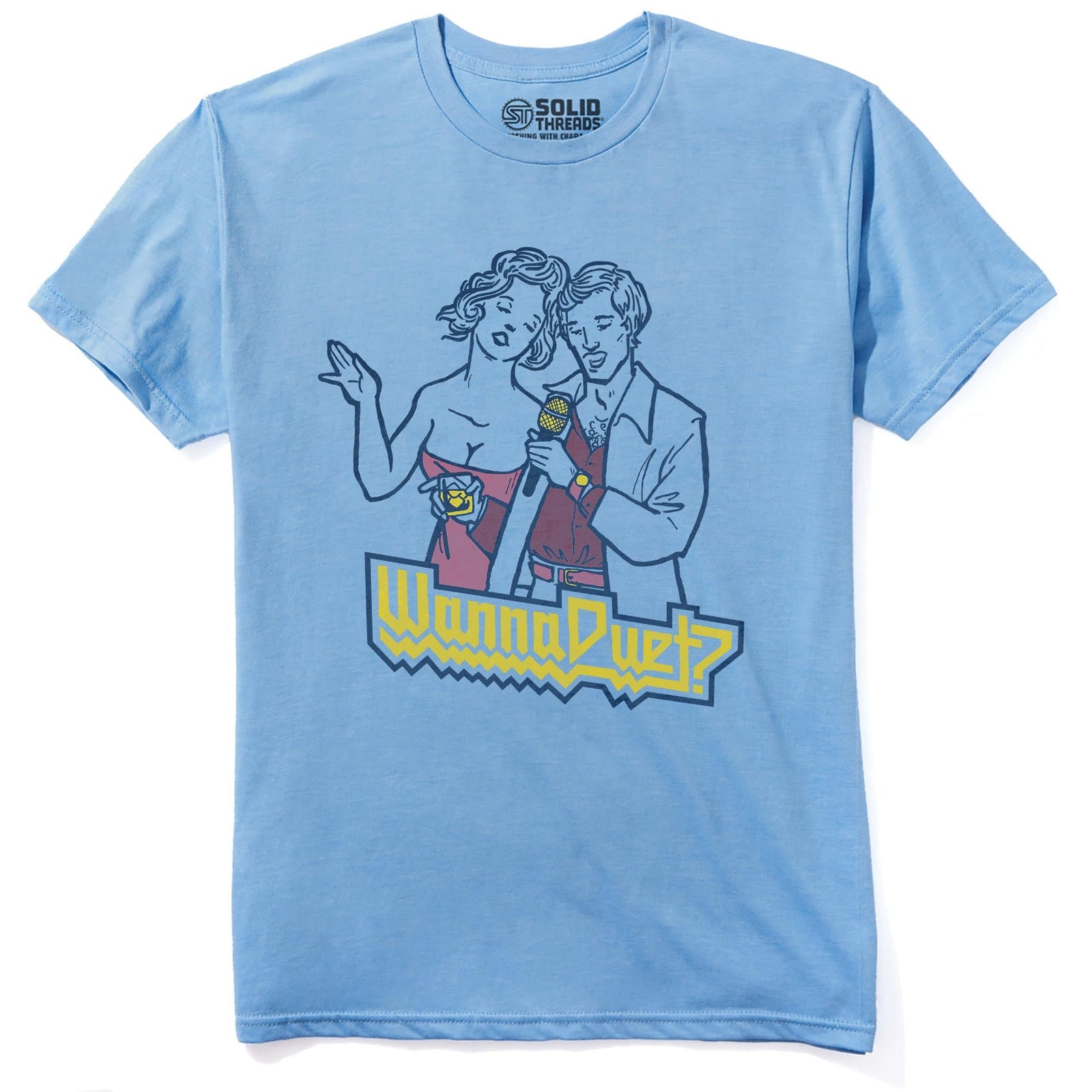 Wanna Duet Vintage Staple T-shirt in Light Blue Heather - Front View