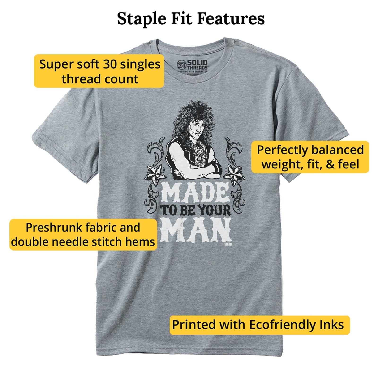 Made To Be Your Man Cool Staple T-shirt in Ash Heather - Fit Attributes