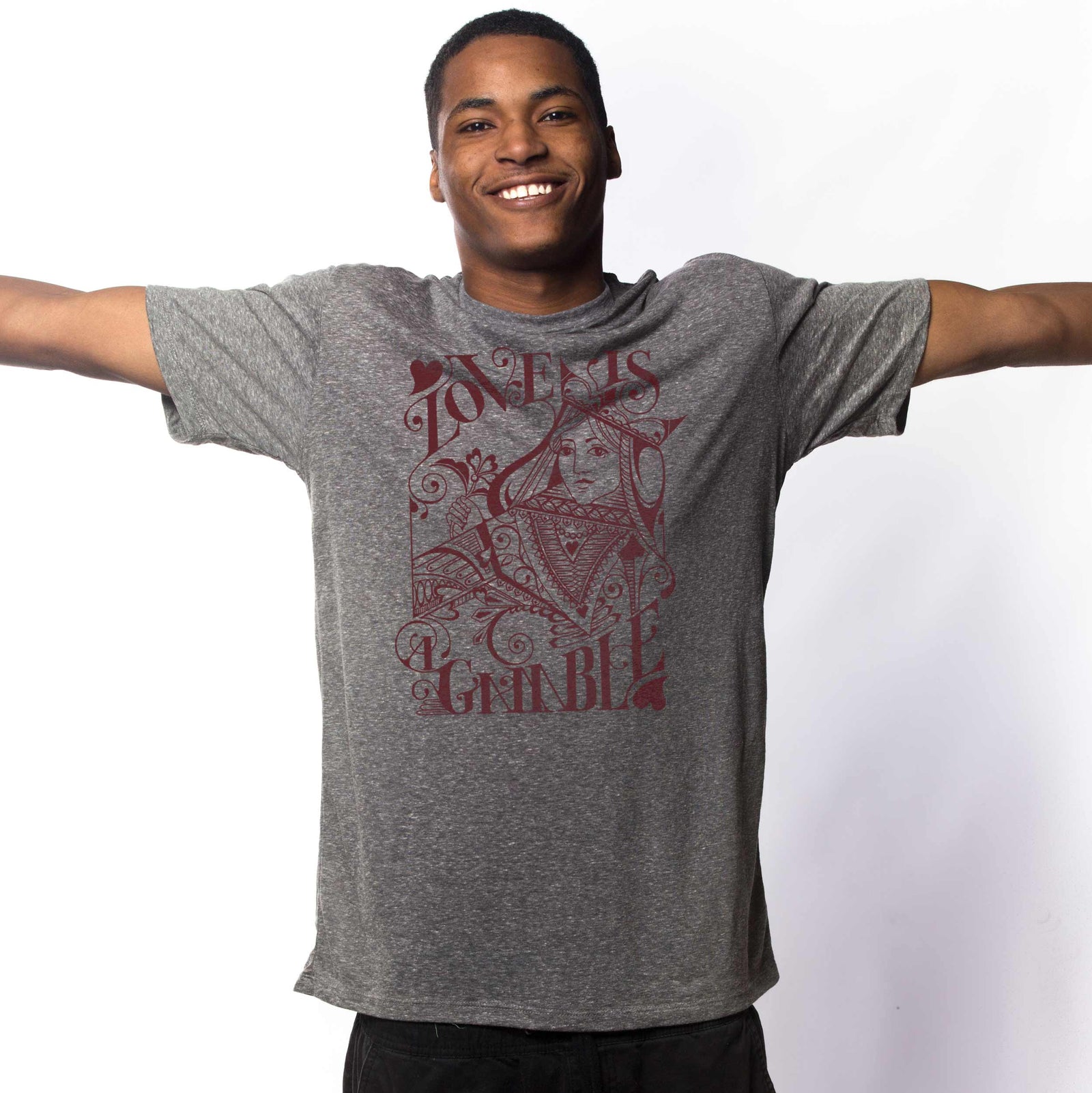 Men's Love Is A Gamble Cool Valentine's Day Graphic T-Shirt | Vintage Poker Tee | Solid Threads