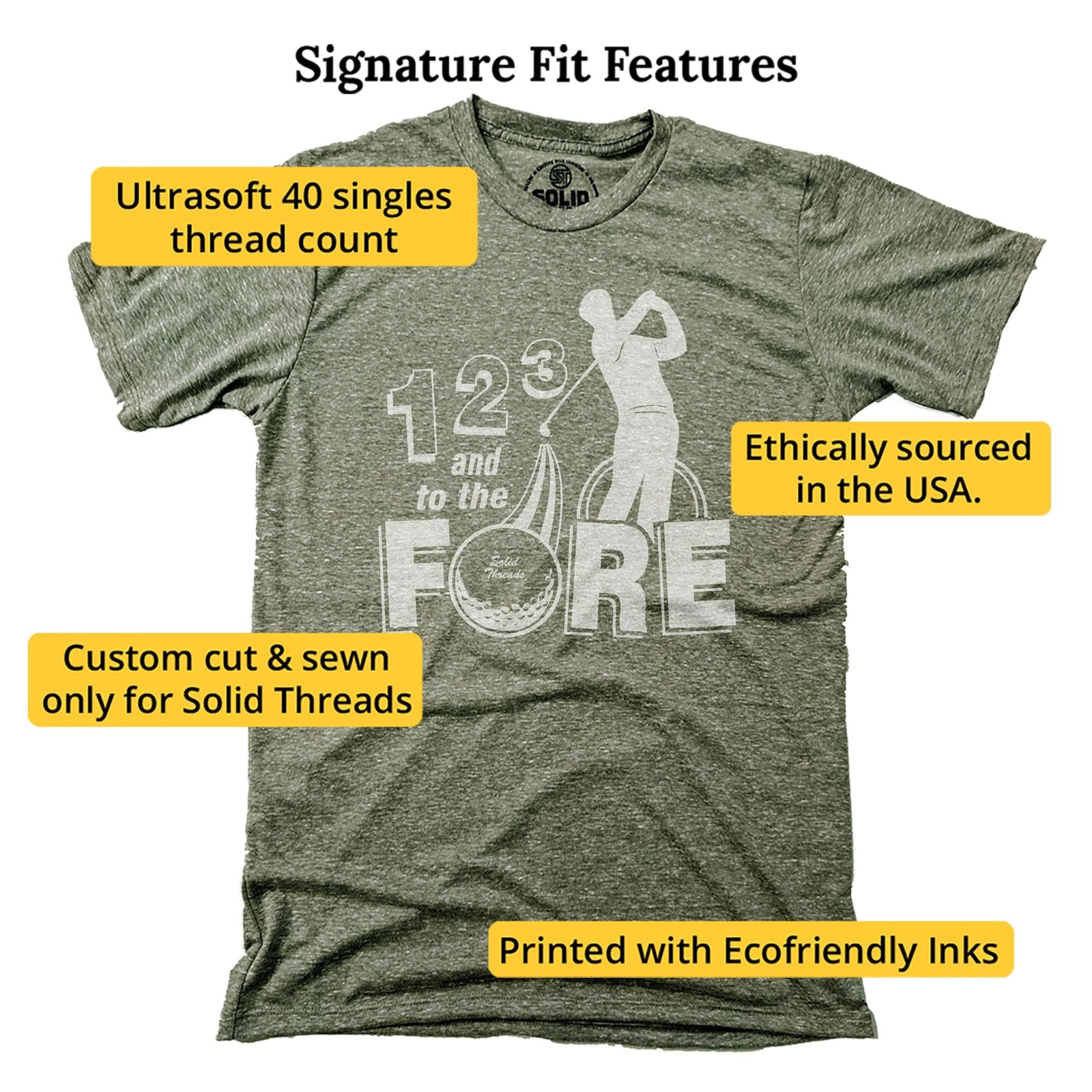 1, 2, 3, Fore Vintage Signature T-shirt in Triblend Olive - Fit Attributes
