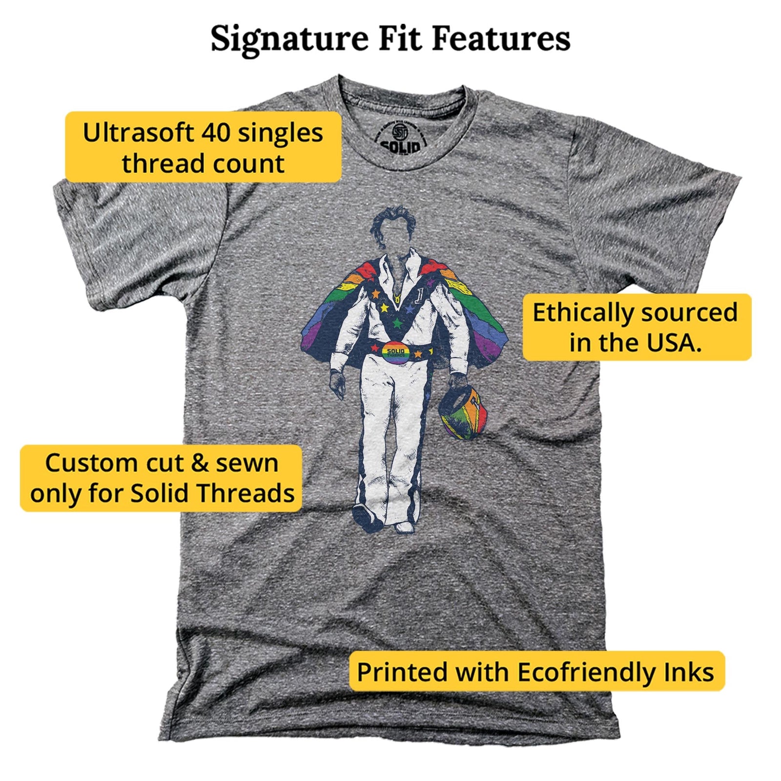 Pride Daredevil Cool Signature T-shirt in Triblend Grey - Fit Attributes