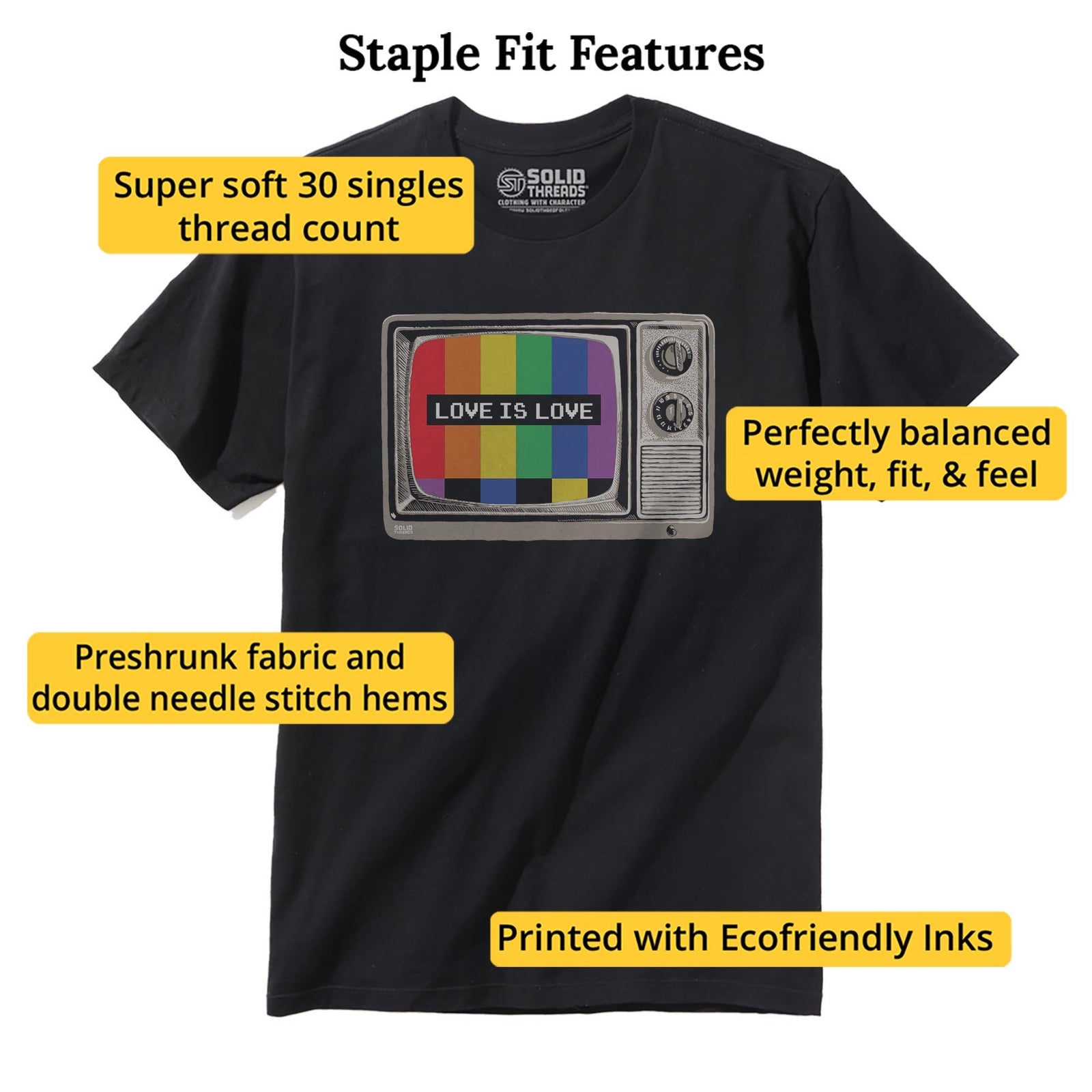 Pride Emergency Cool Staple T-shirt in Black - Fit Attributes