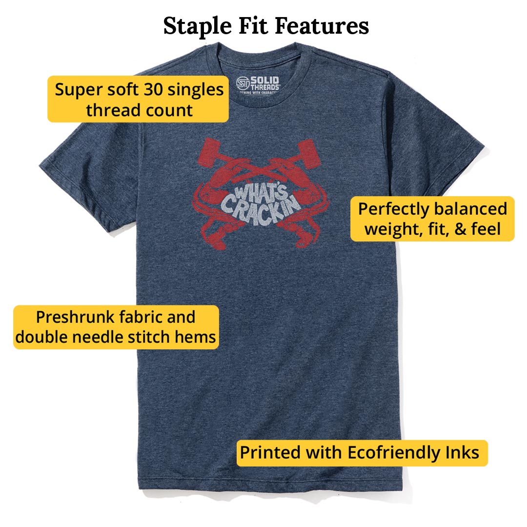 Crackin' Crab Vintage Staple T-shirt in Navy Heather - Fit Attributes