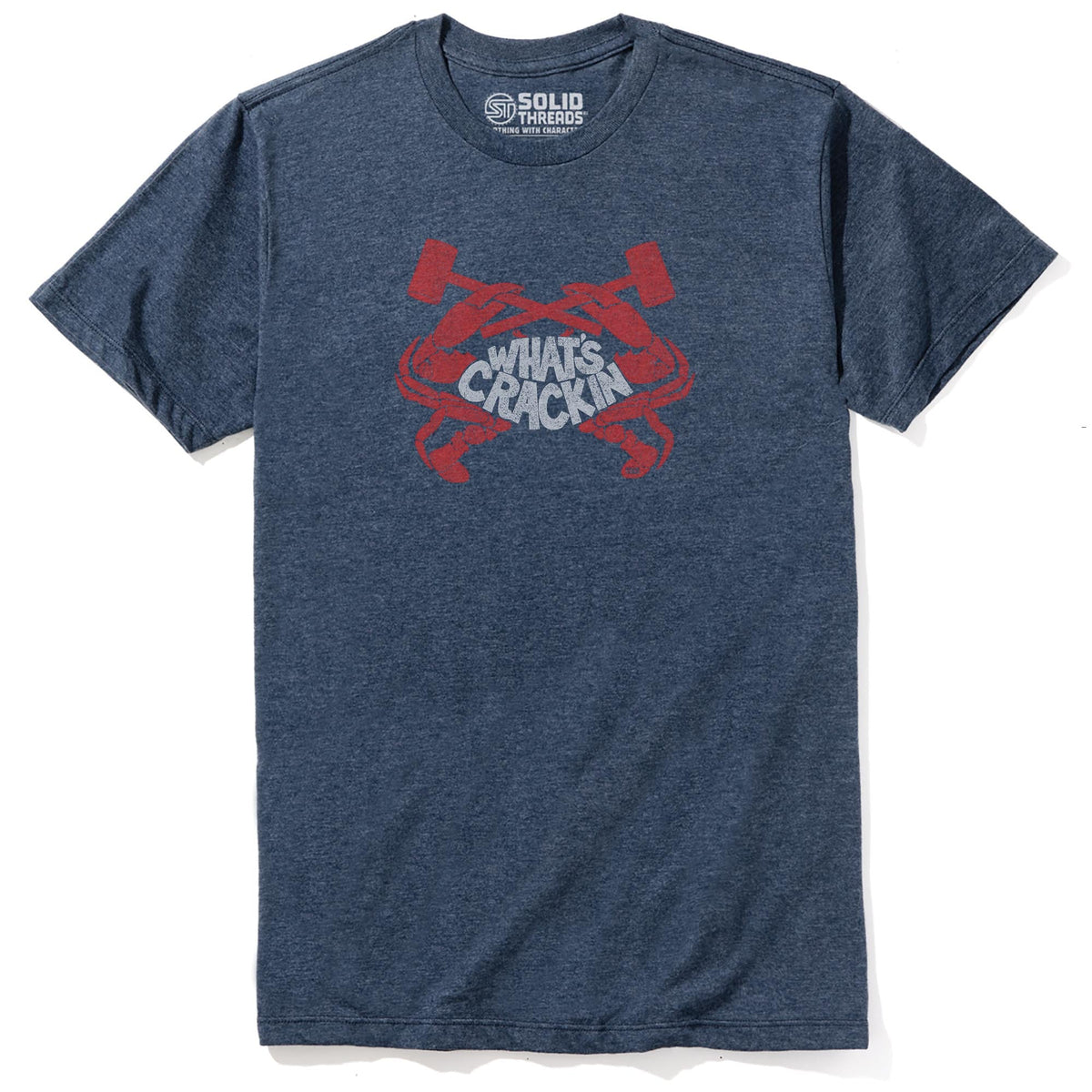 Crackin' Crab Vintage Staple T-shirt in Navy Heather - Front View