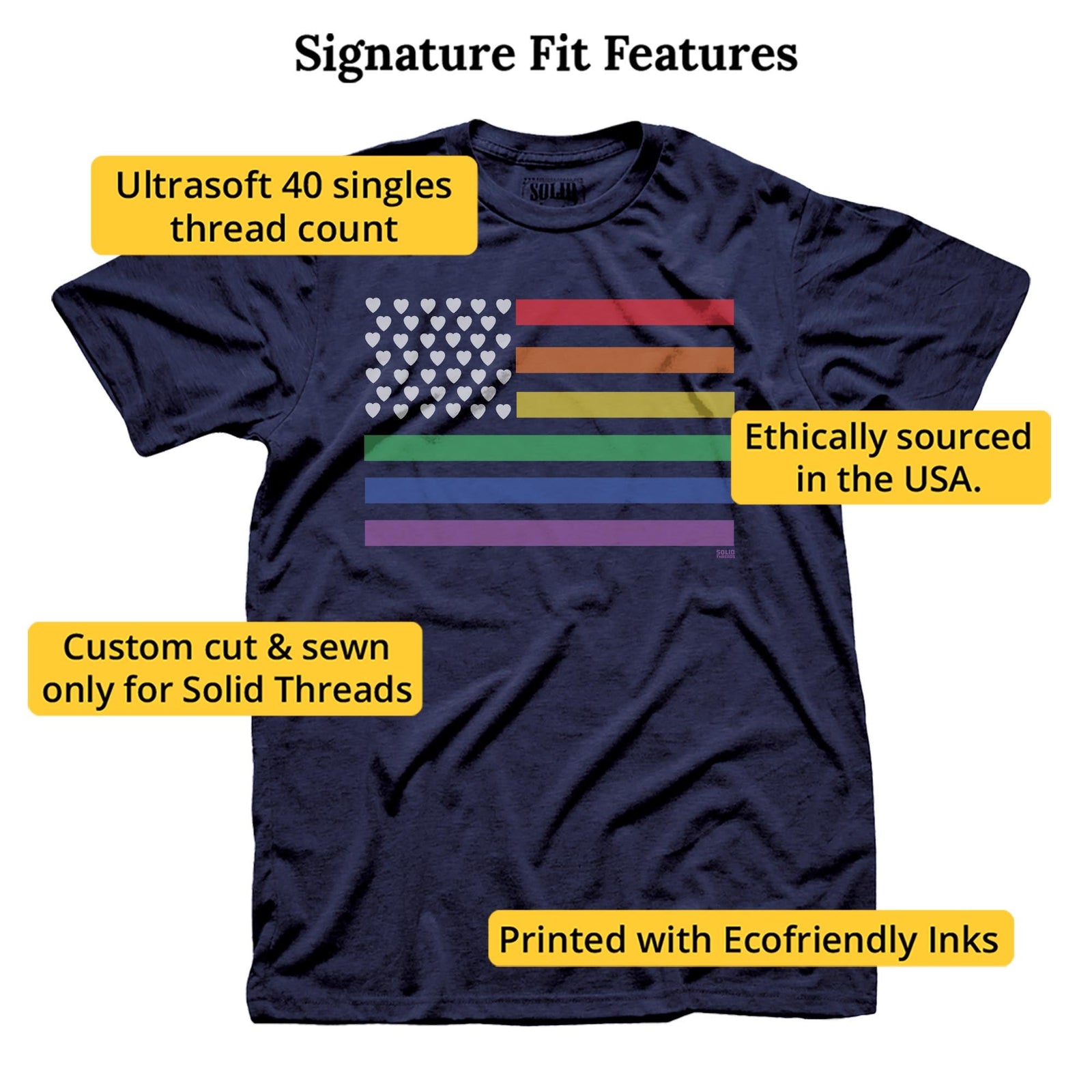 American Pride Cool Signature T-shirt in Navy - Fit Attributes