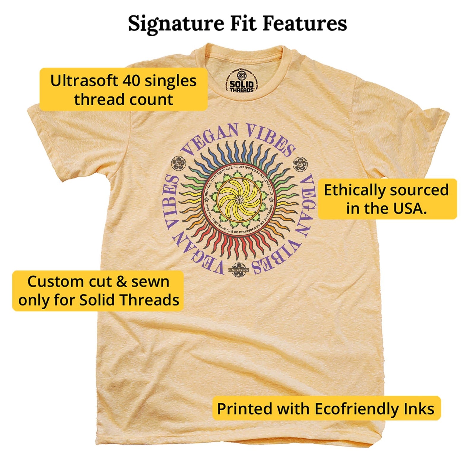 Vegan Vibes Cool Signature T-shirt in Triblend Gold - Fit Attributes