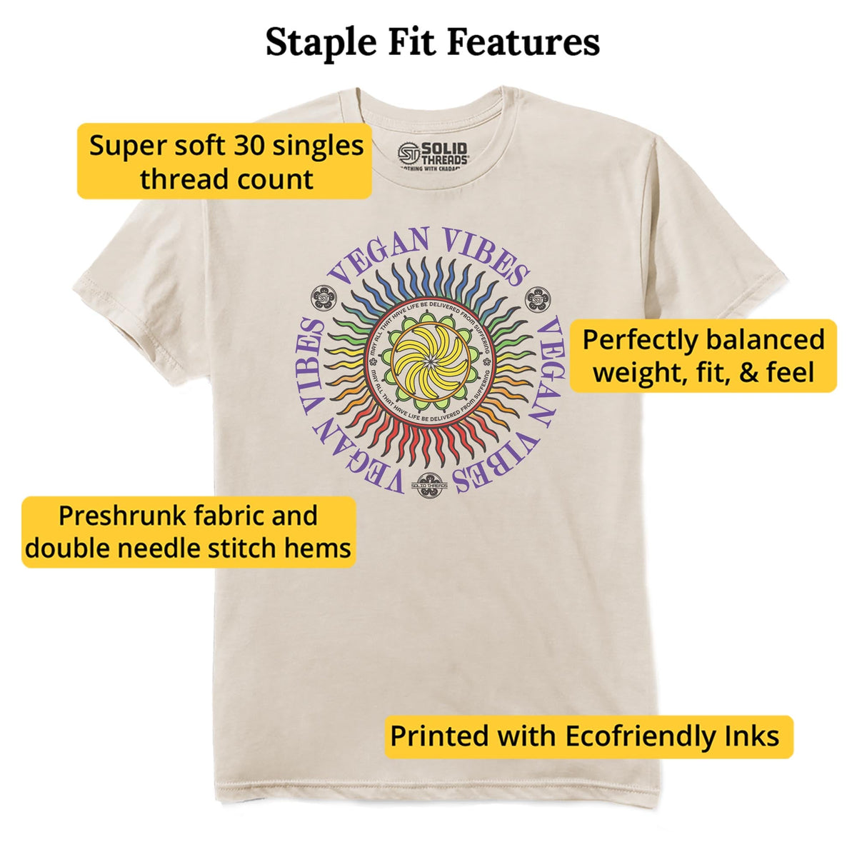 Vegan Vibes Cool Staple T-shirt in Natural - Fit Attributes