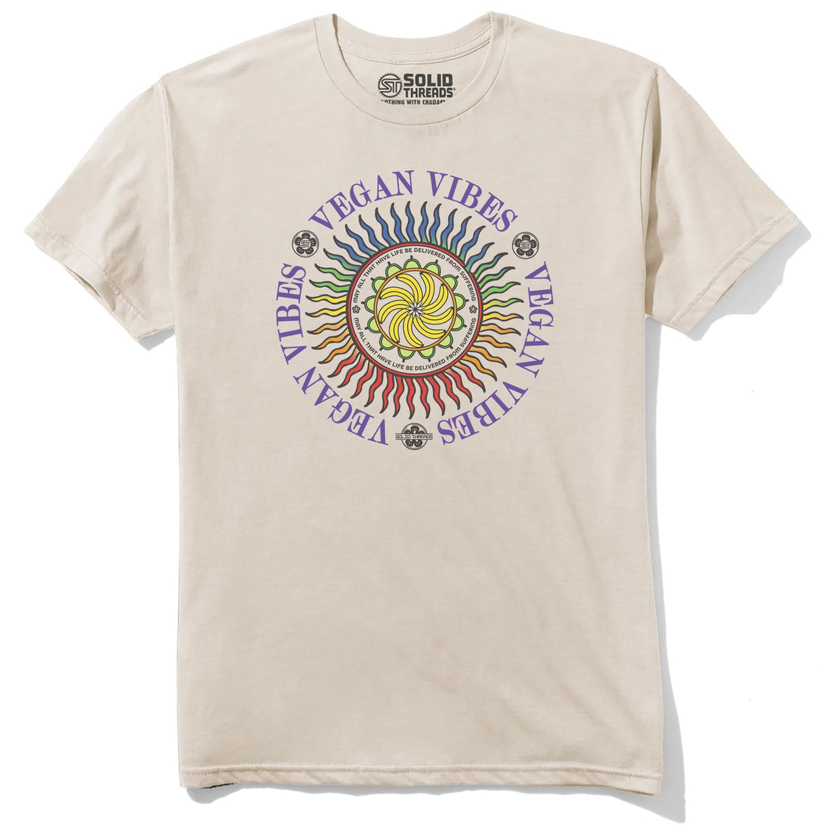 Vegan Vibes Cool Staple T-shirt in Natural - Front View