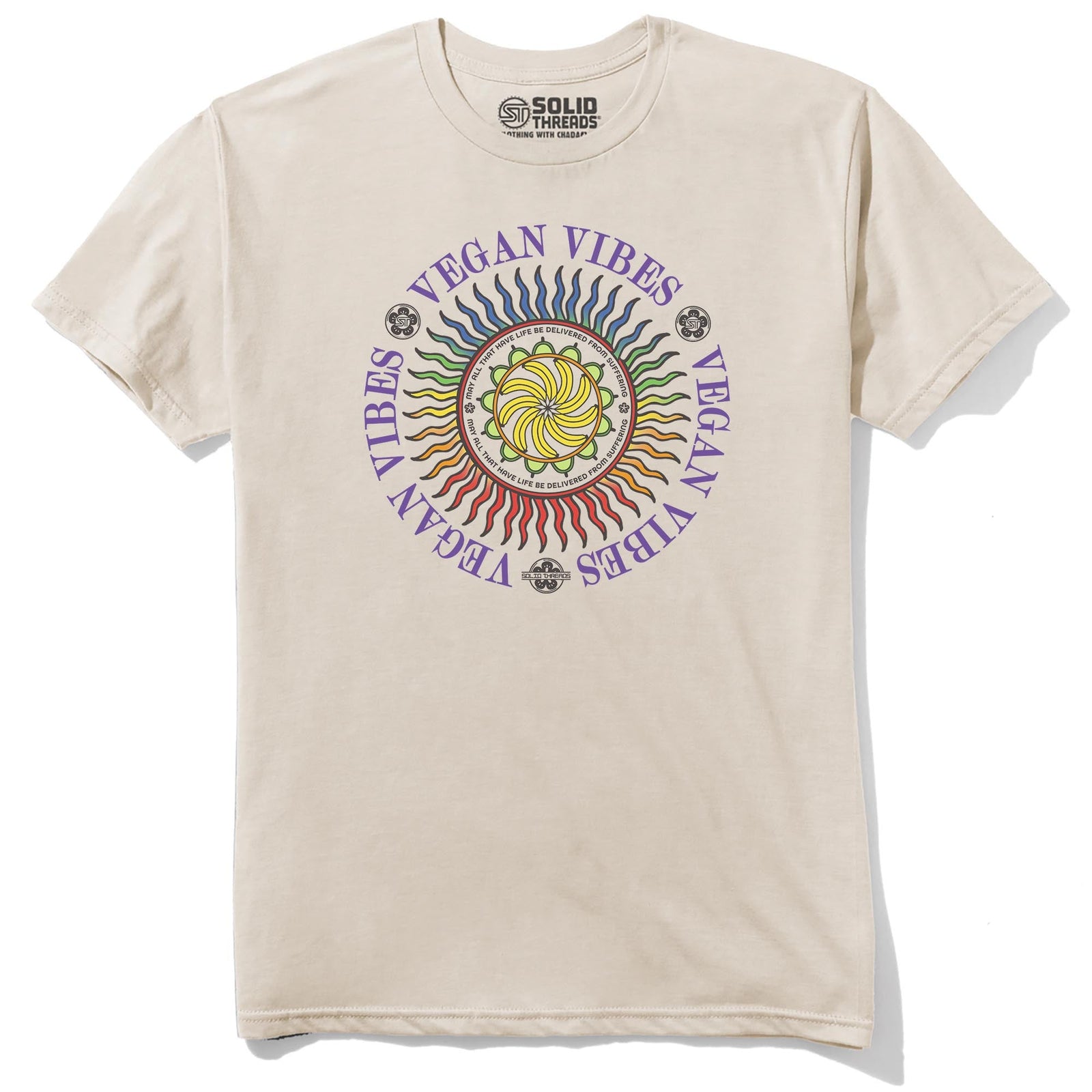 Vegan Vibes Cool Staple T-shirt in Natural - Front View