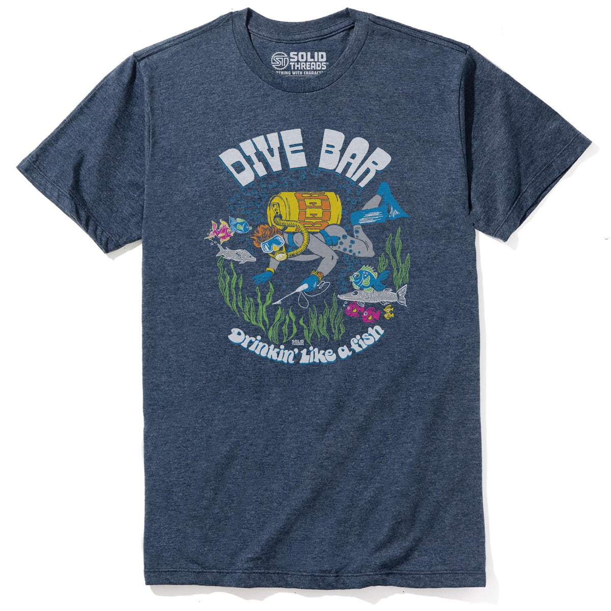 Dive Bar Vintage Staple T-shirt in Navy Heather - Front View