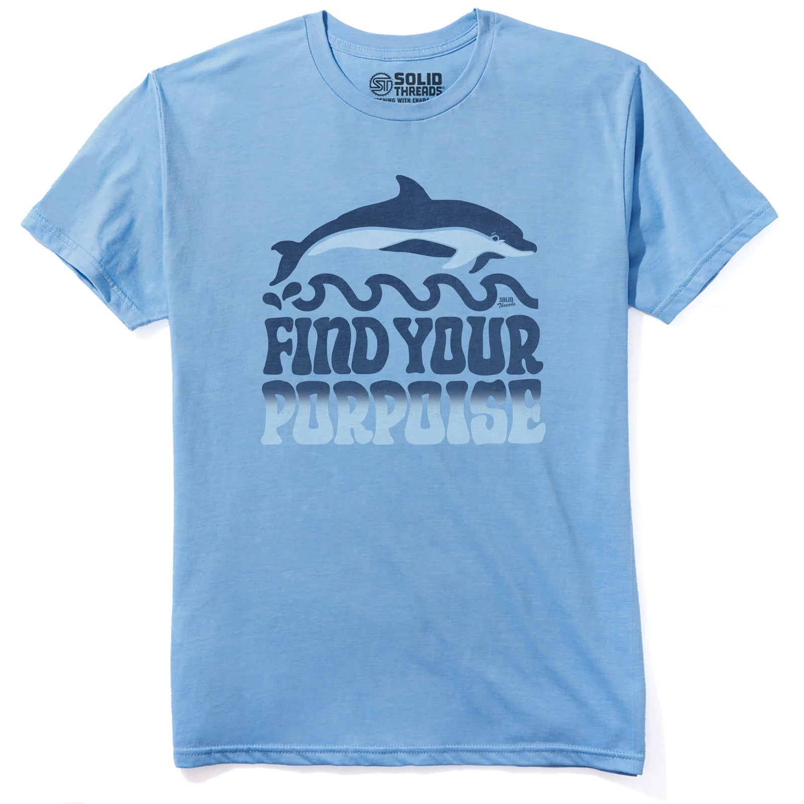 Find Your Porpoise Cool Staple T-shirt in Light Blue Heather - Front View