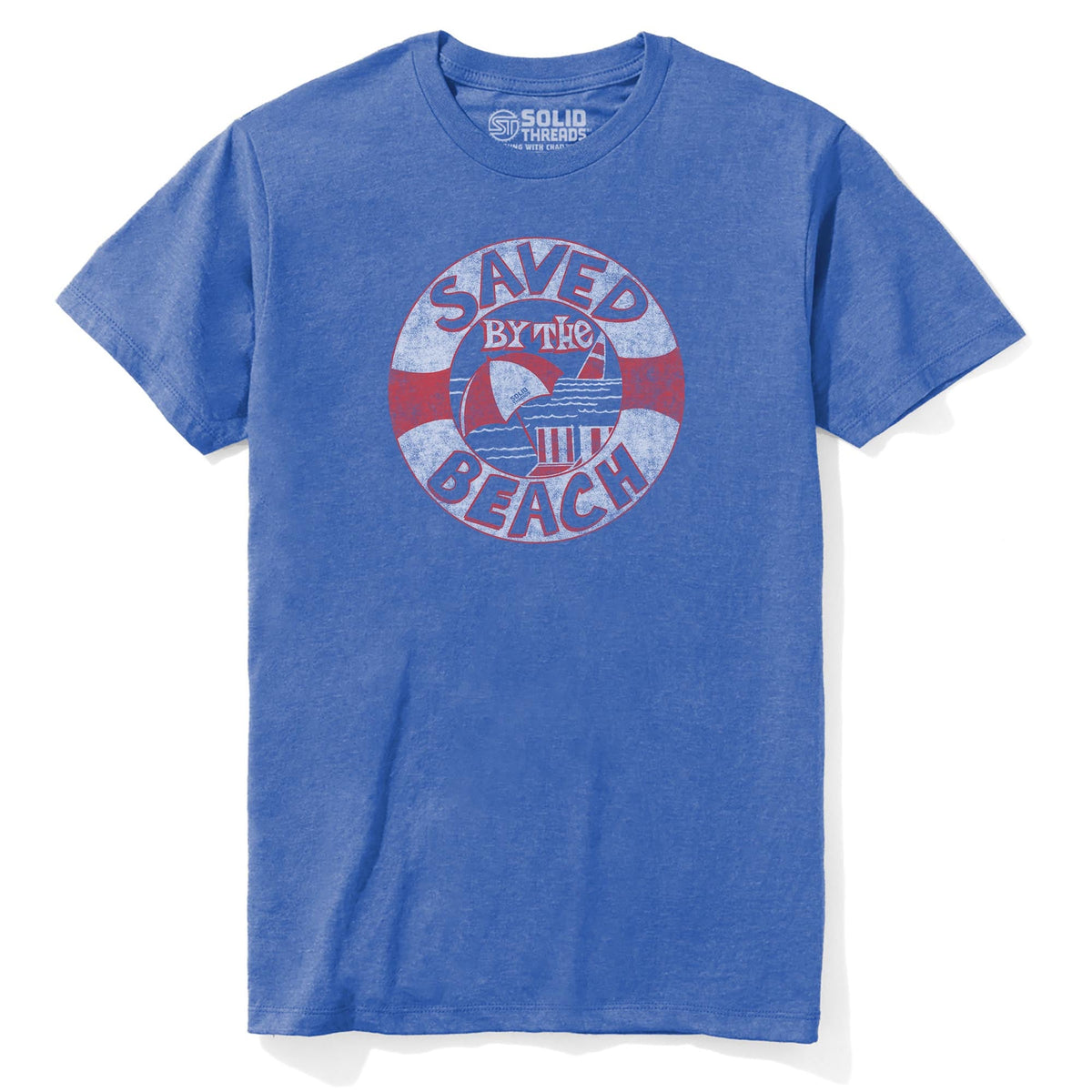 Saved By The Beach Cool Staple T-shirt in Royal Heather - Front View