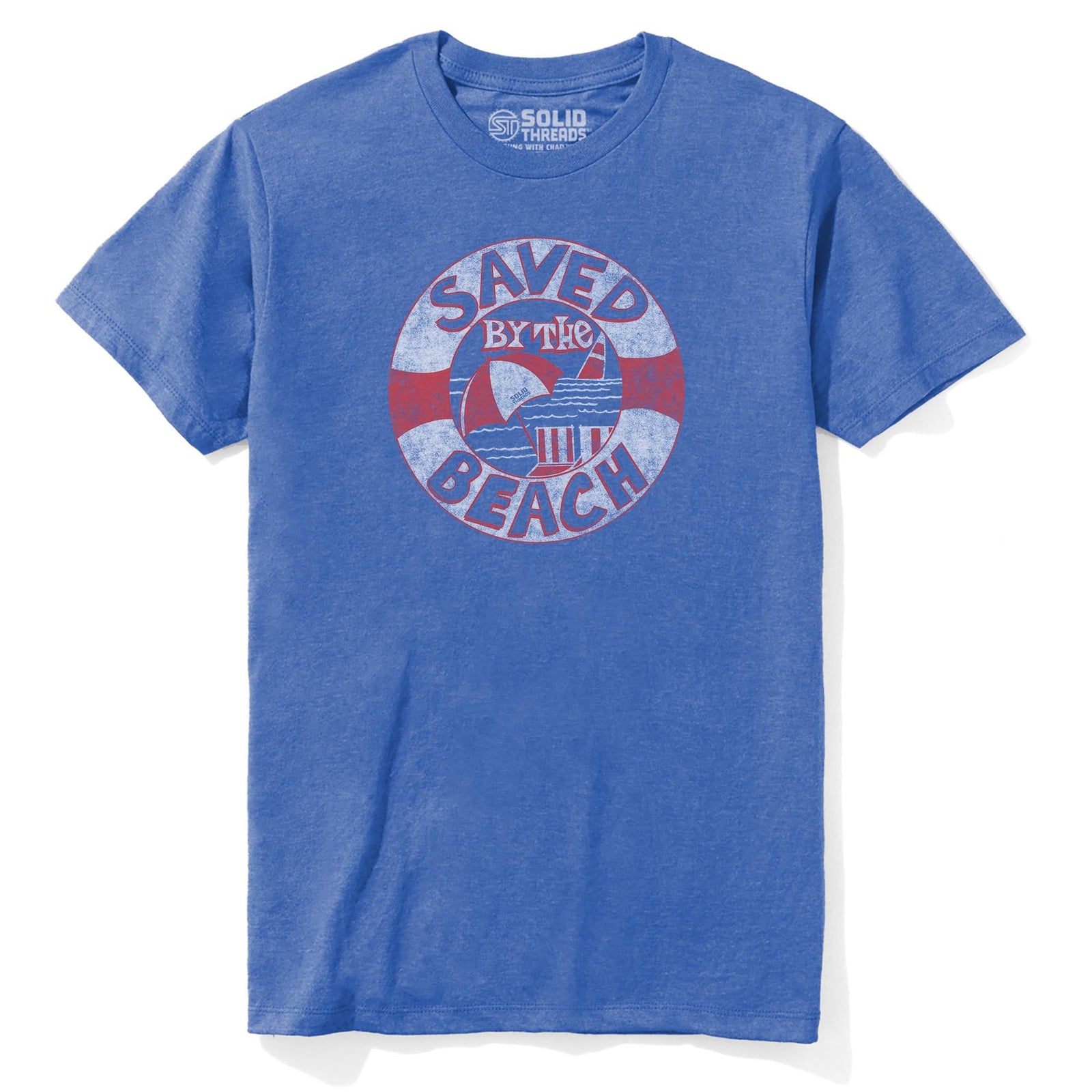 Saved By The Beach Cool Staple T-shirt in Royal Heather - Front View