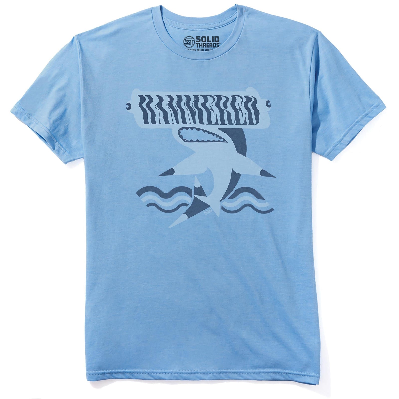 Hammered Vintage Staple T-shirt in Light Blue Heather - Front View