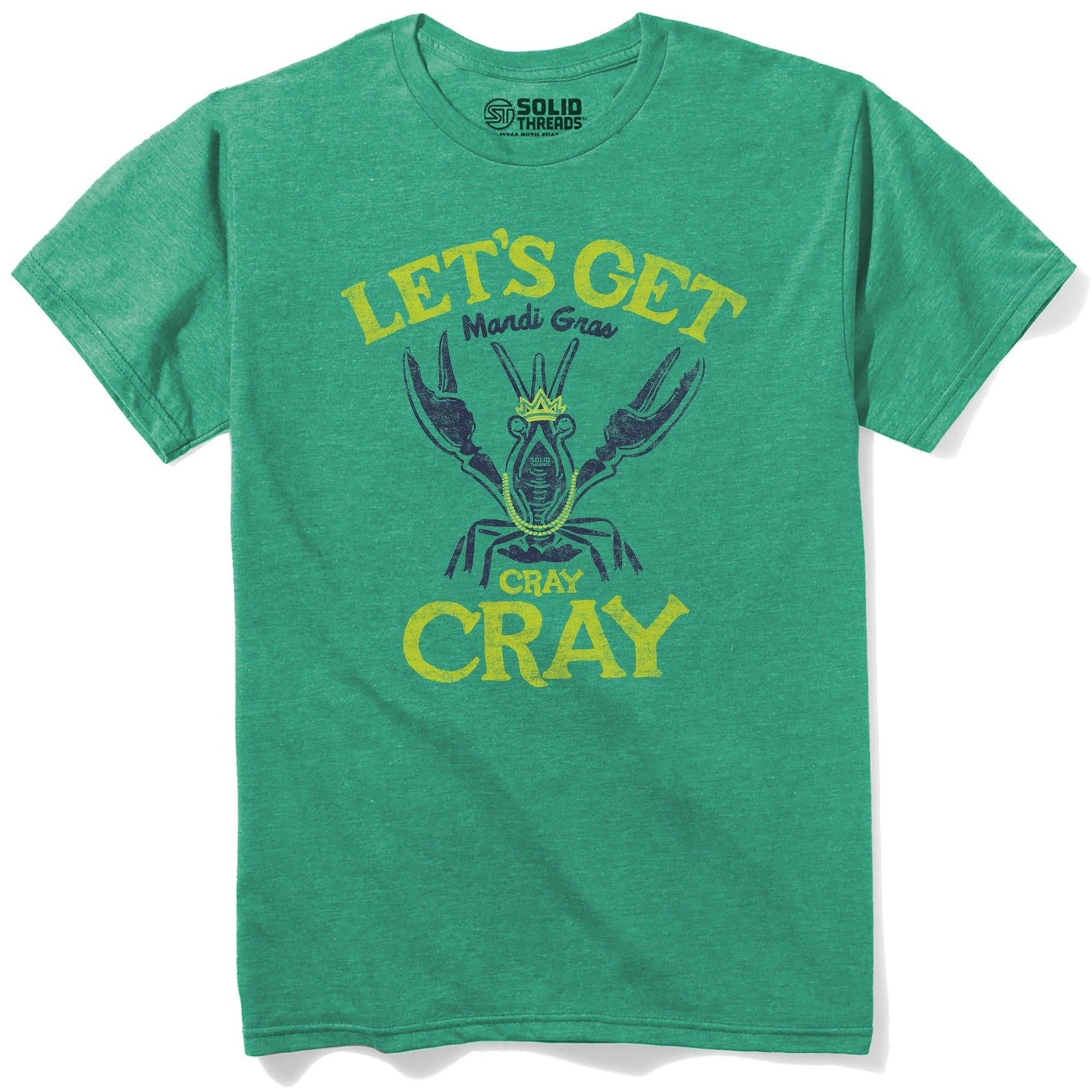 Mardi Gras Cray Vintage Staple T-shirt in Kelly Heather - Front View