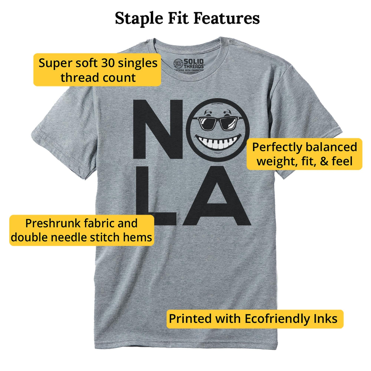 Nola Smile Cool Staple T-shirt in Ash Heather - Fit Attributes