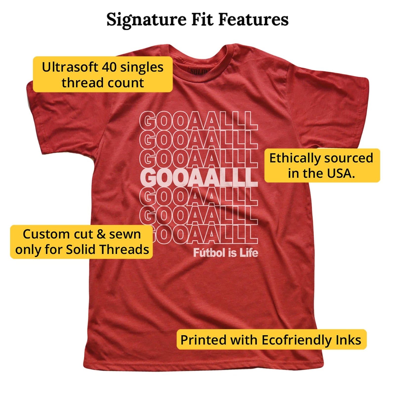Gooaalll Cool Signature T-shirt in Red - Fit Attributes