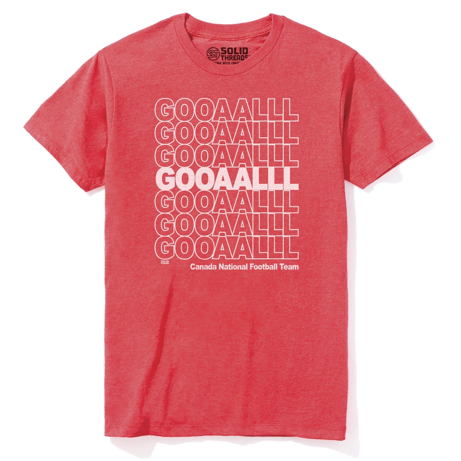 Canada Soccer Gooaalll Cool Staple T-shirt in Red Heather - Front View