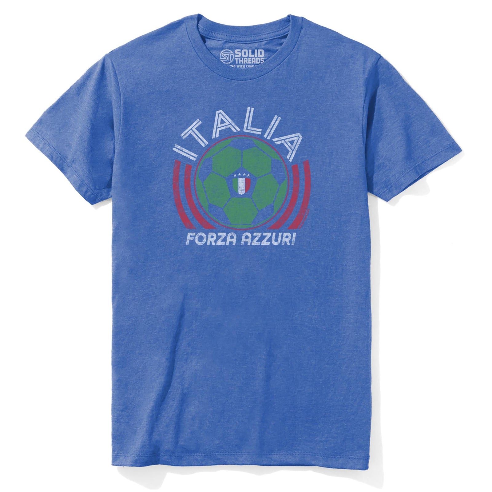 Italy National Soccer Team Cool Staple T-shirt in Royal Heather - Front View