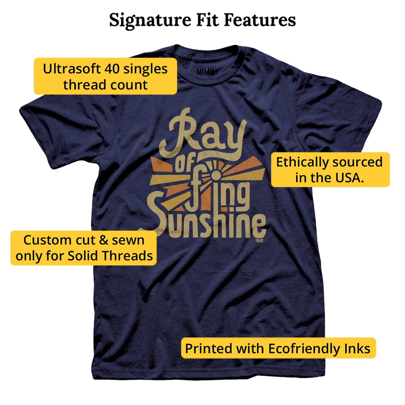 Men's Ray Of F'Ing Sunshine Cool Mindfulness Graphic T-Shirt | Funny Sarcasm Tee | Solid Threads