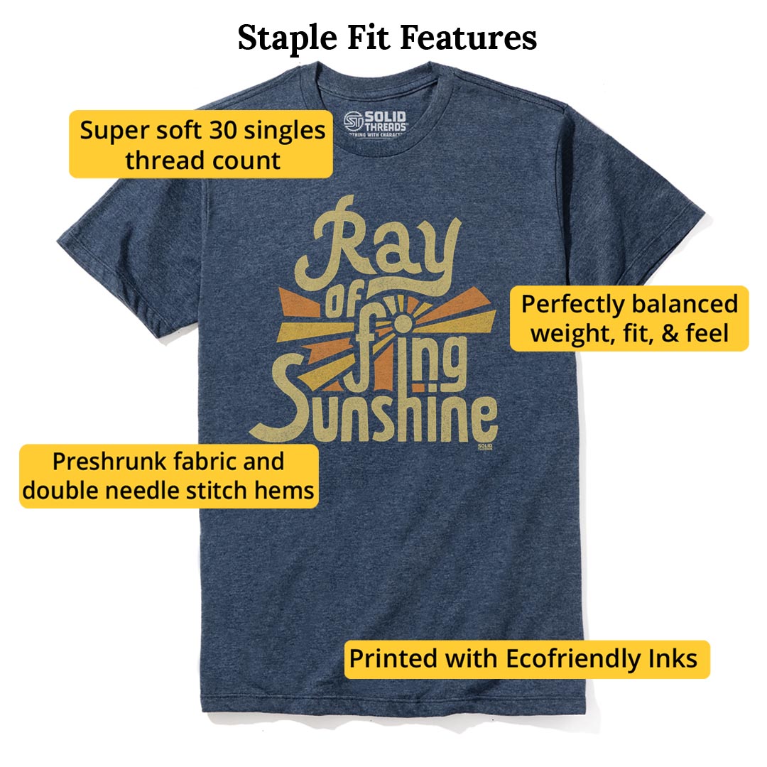 Ray Of F'ing Sunshine Cool Staple T-shirt in Navy Heather - Fit Attributes