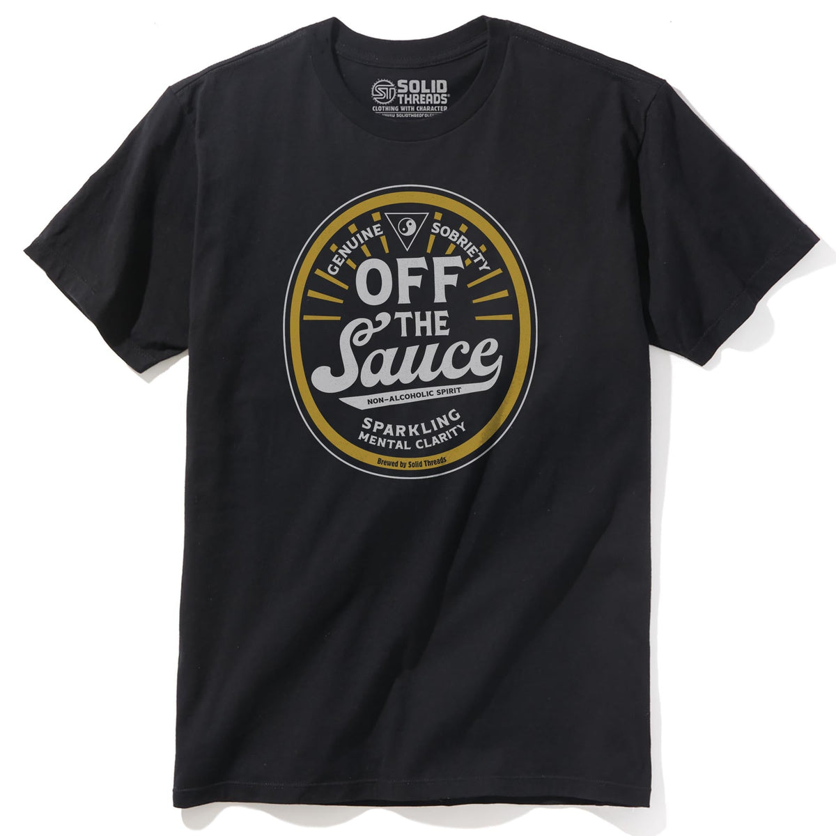 Off The Sauce | Supports Addiction Treatment Cool Staple T-shirt in Black - Front View