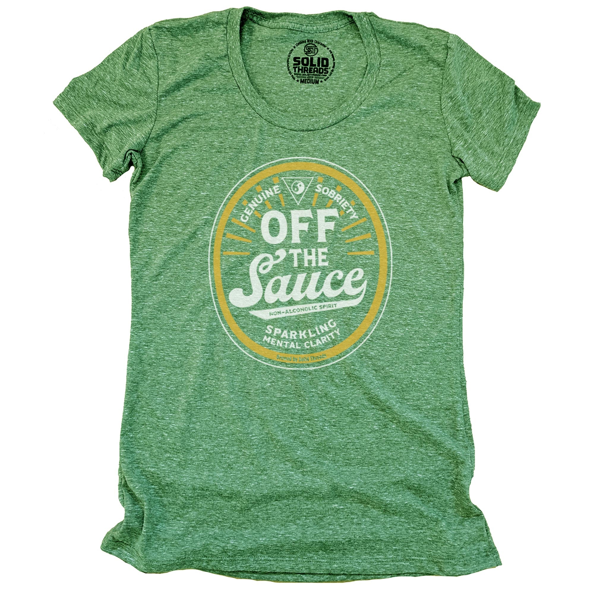 Women's Off The Sauce Cool Recovery Graphic T-Shirt | Vintage Celebrate Sobriety Tee | Solid Threads